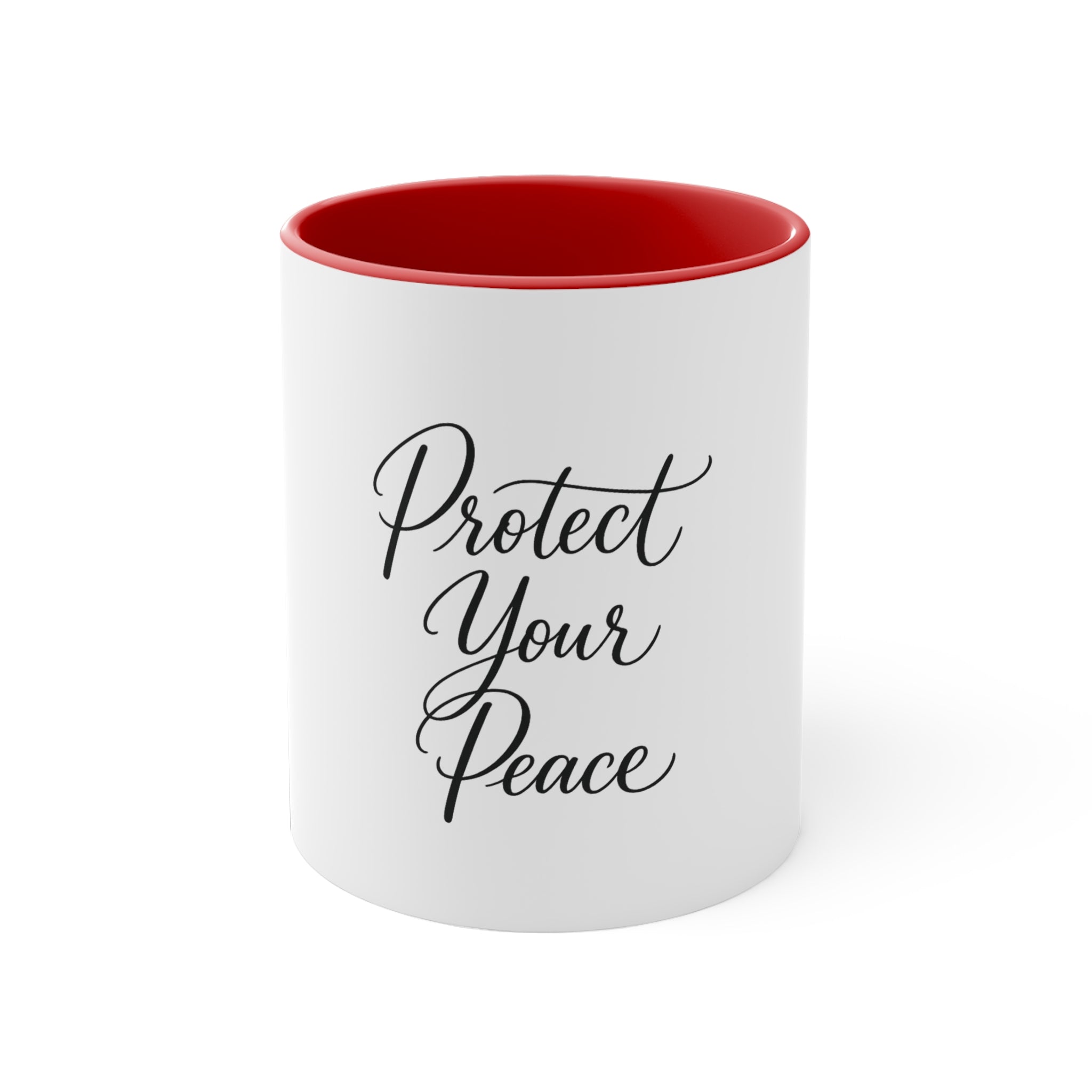 Protect Your Peace Accent Mug — Inspirational Coffee Cup