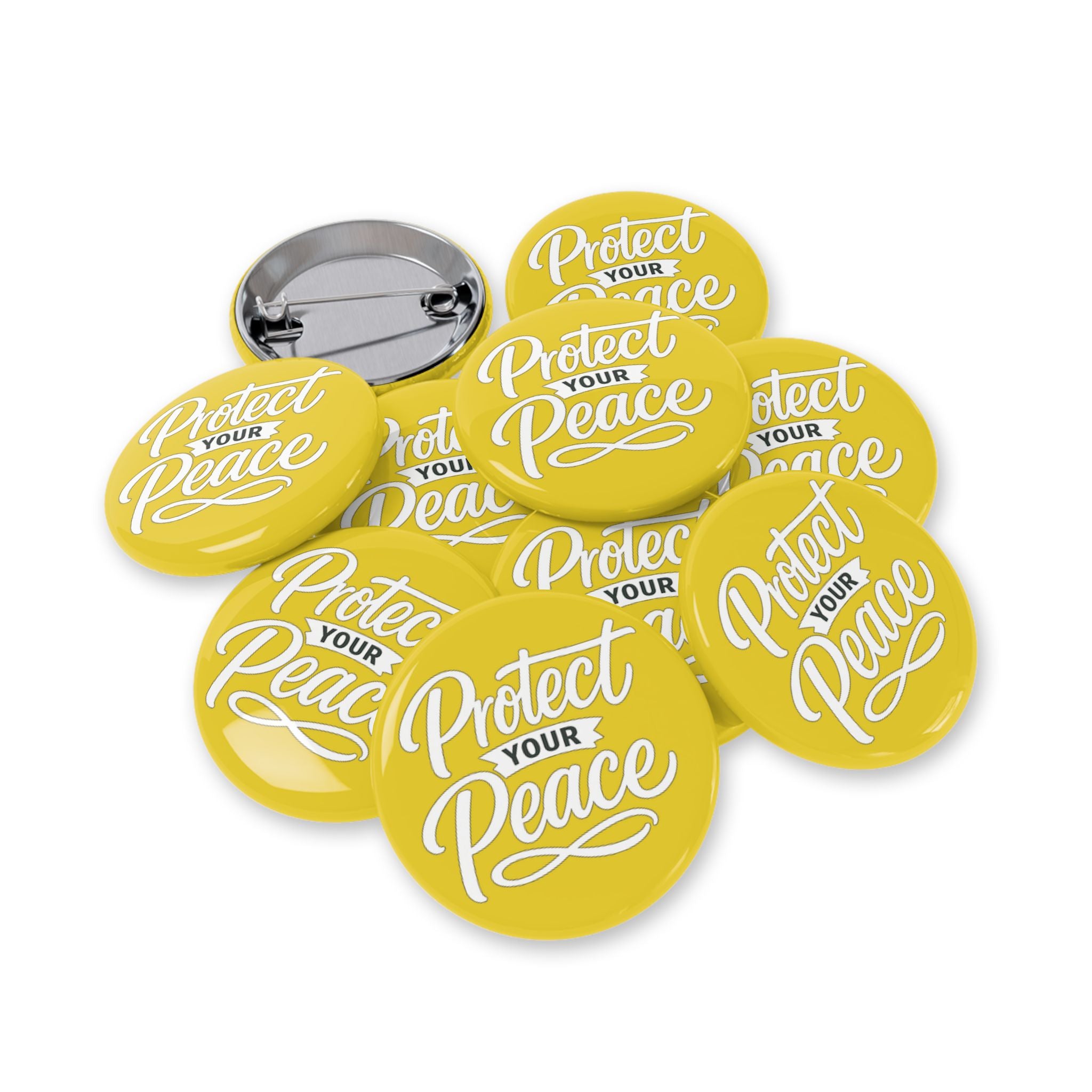 Protect Your Peace Round Pin — Inspirational Yellow Button Badge