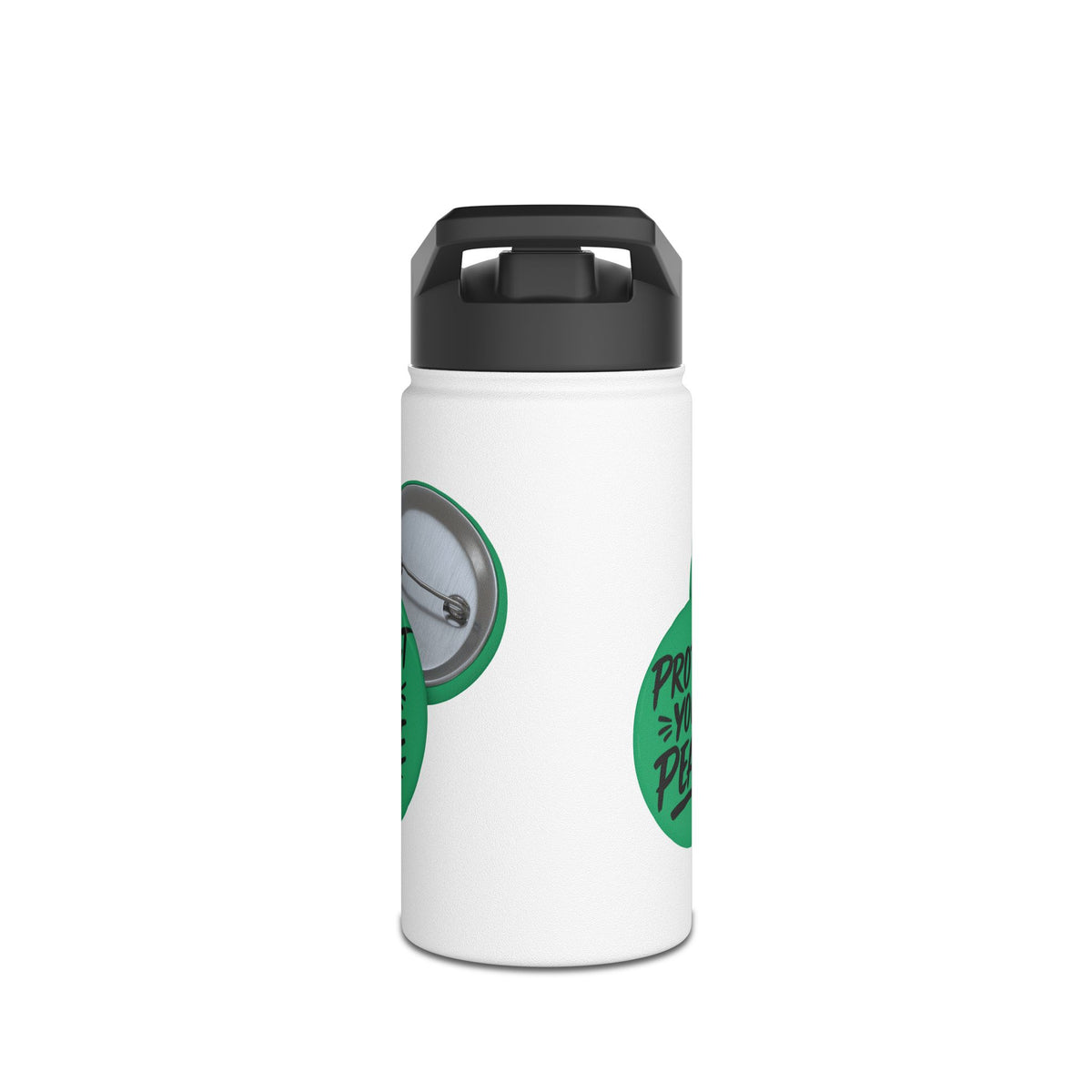 Stainless Steel Water Bottle — Green Positivity graphic design Design 'Life is a Journey not a finish line.