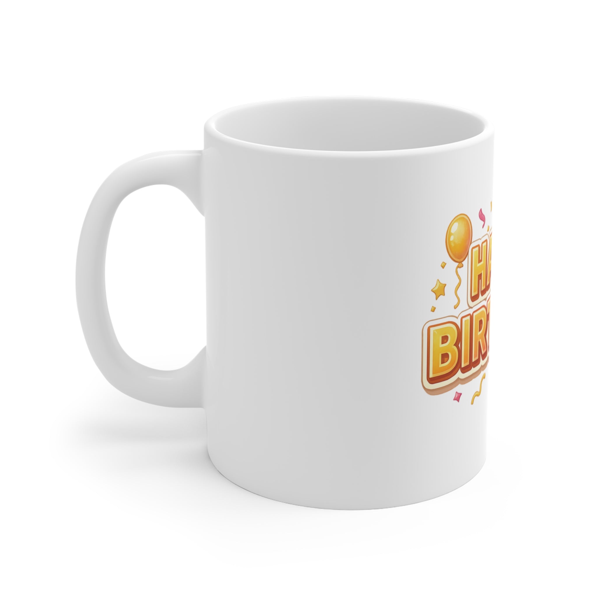 Happy Birthday 11oz Mug — Colorful Balloon Celebration Coffee Cup