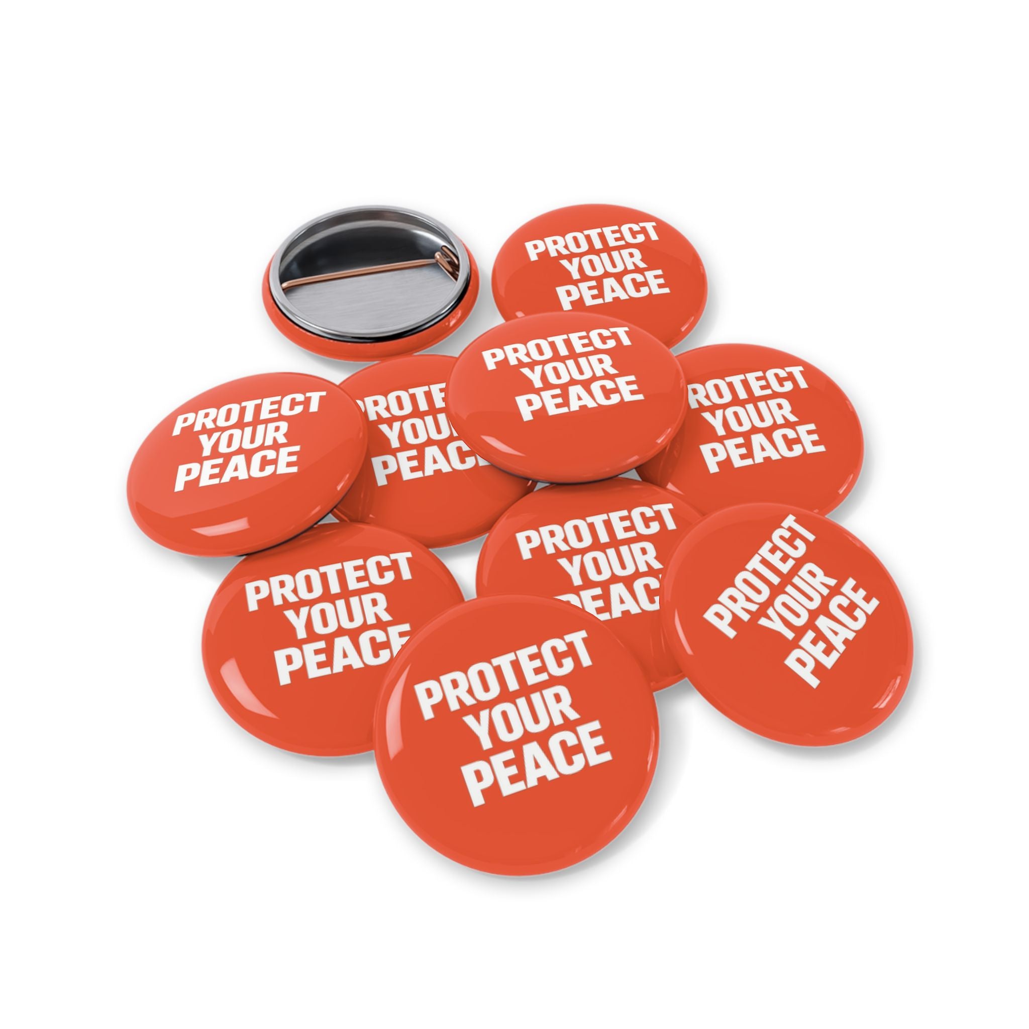 Protect Your Peace Round Pin — Red Button Badge