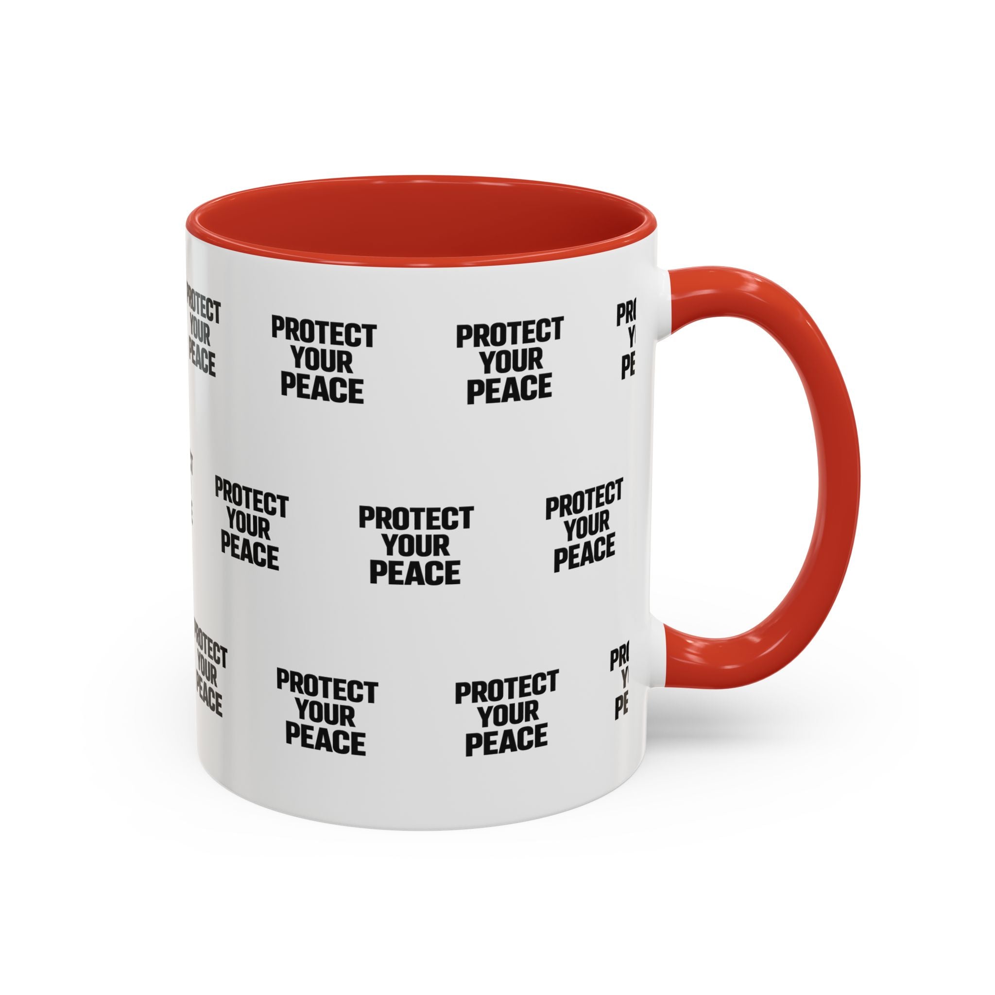 Protect Your Peace Accent Coffee Mug — Repeating Text 11/15oz