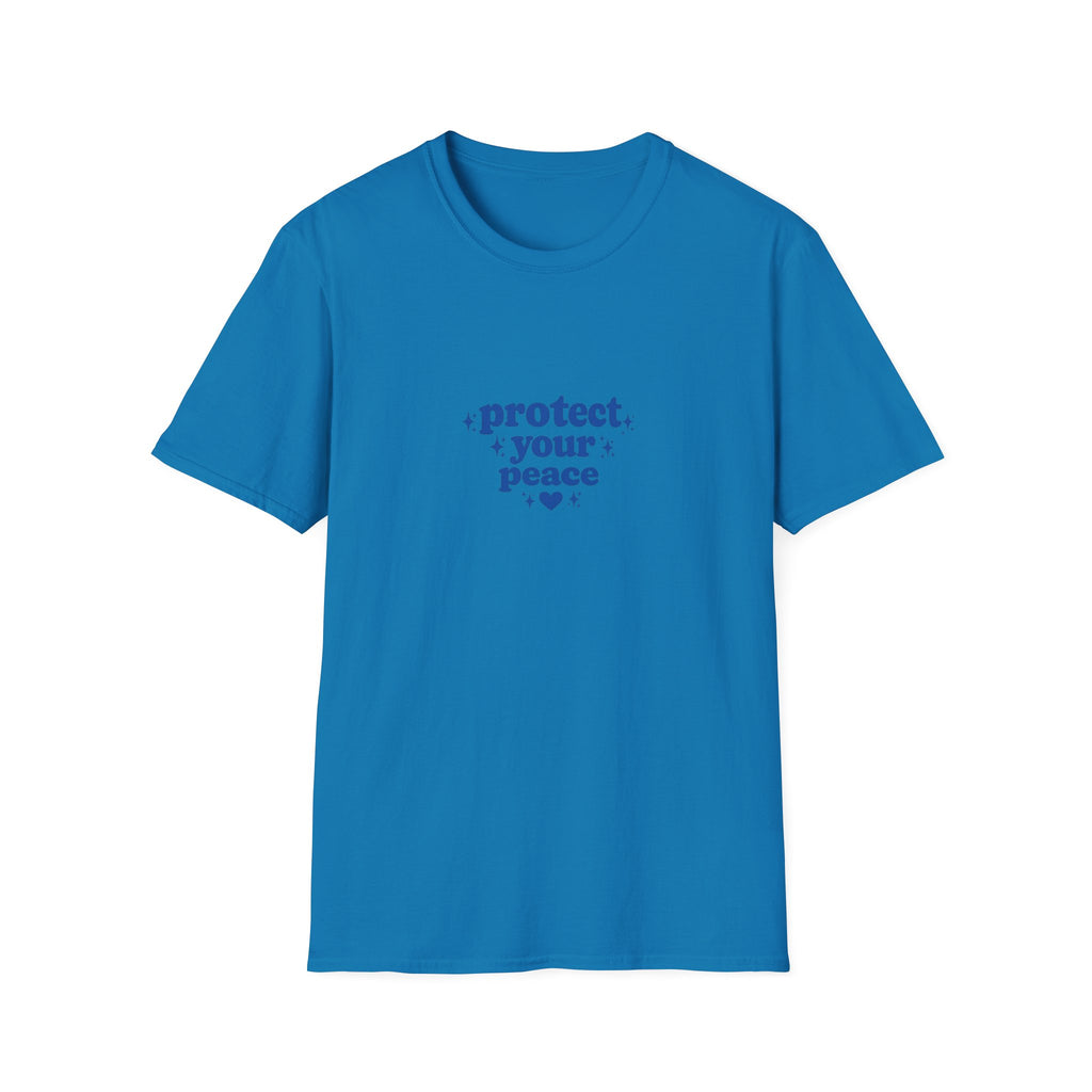 Protect Your Peace T-Shirt — Minimal Blue Self-Care Tee