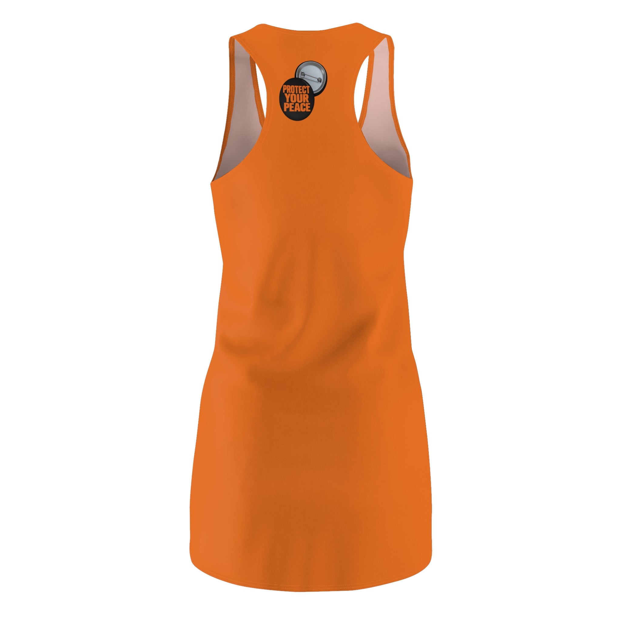 Orange Racerback Dress — 'Protect Peace' Badge Graphic