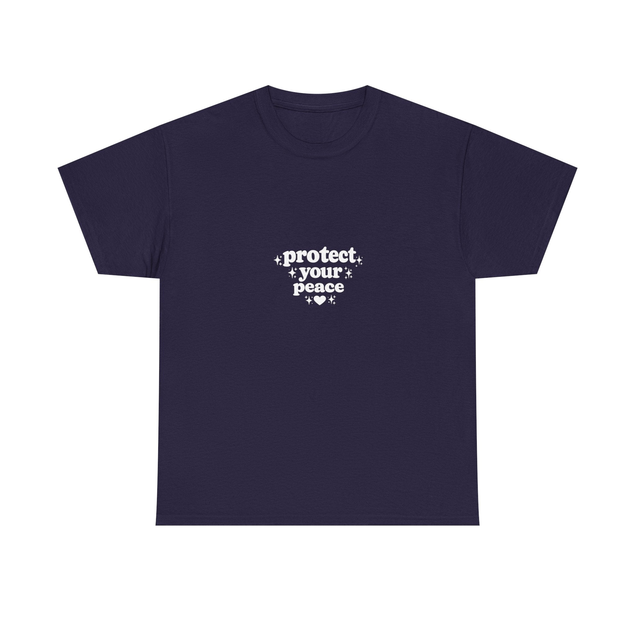 Minimalist White T‑Shirt — Subtle Embossed 'Unisex Heavy Cotton Tee' Design