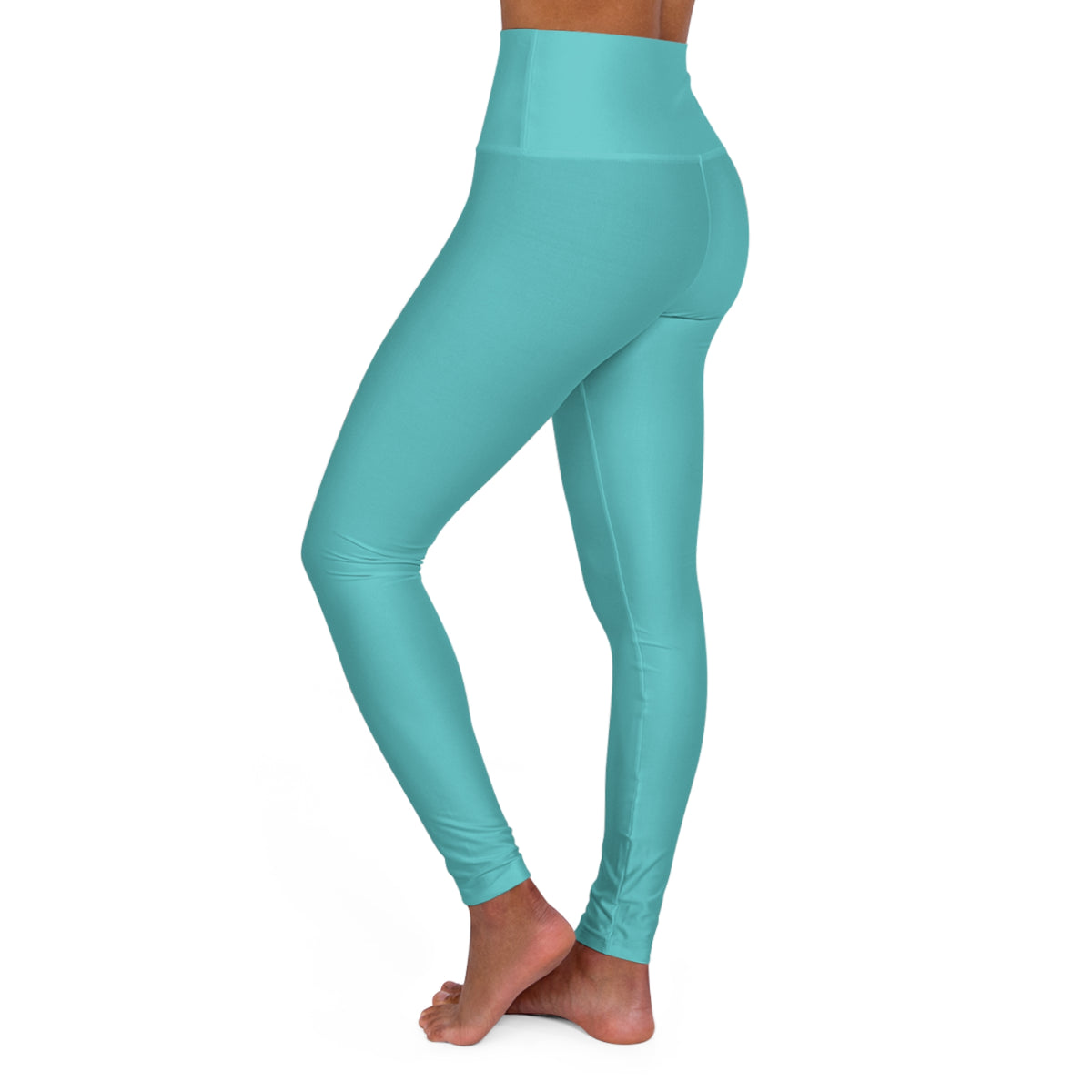 Aqua High-Waist Yoga Leggings — Seamless Stretch Activewear Graphis design Protect Your Peace.