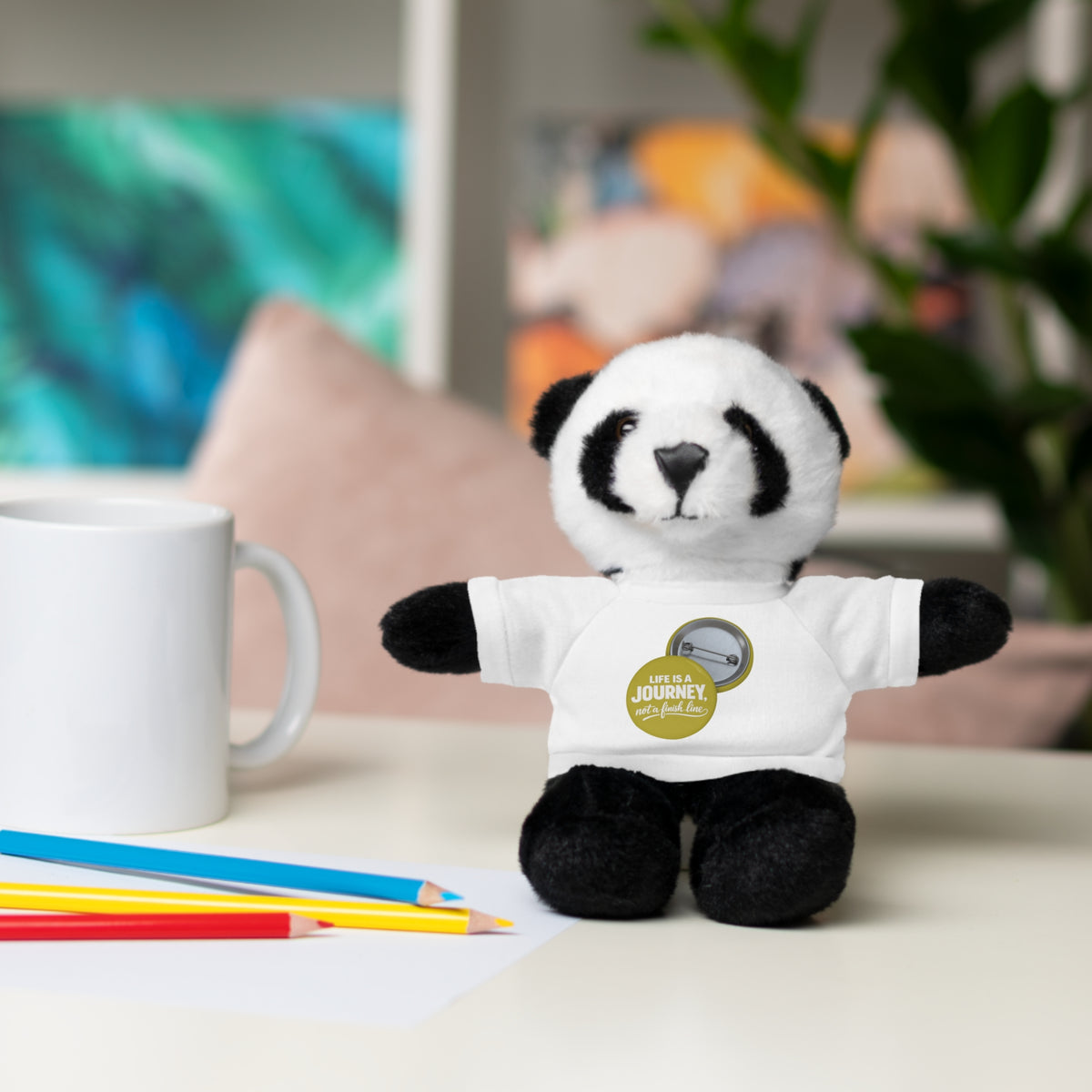 Cute Brown Teddy Bear with 'Life Is a Journey not a finish line.' Tee — Plush Gift for Kids & Travelers