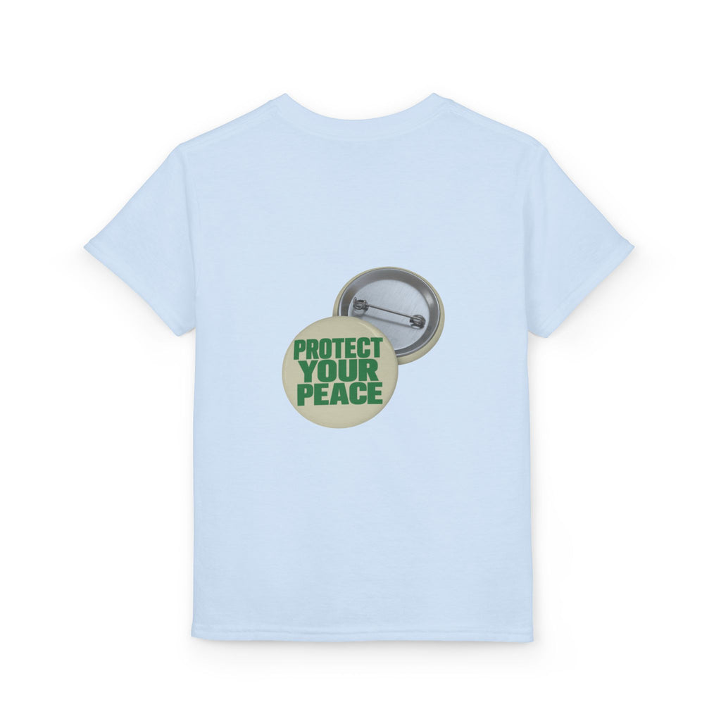 Youth T-Shirt — "Protect Your Peace" Button Graphic