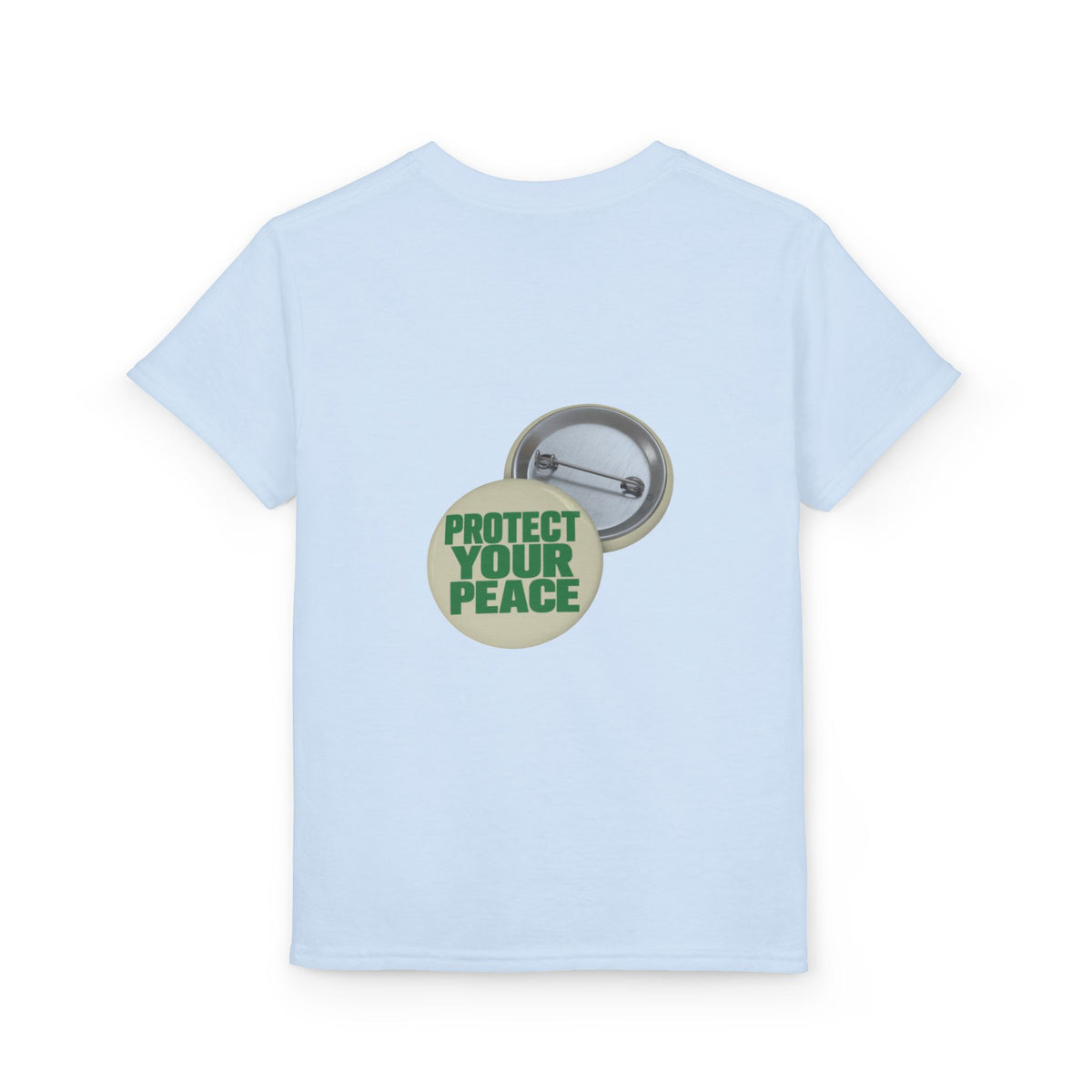 Youth T-Shirt — "Protect Your Peace" Button Graphic