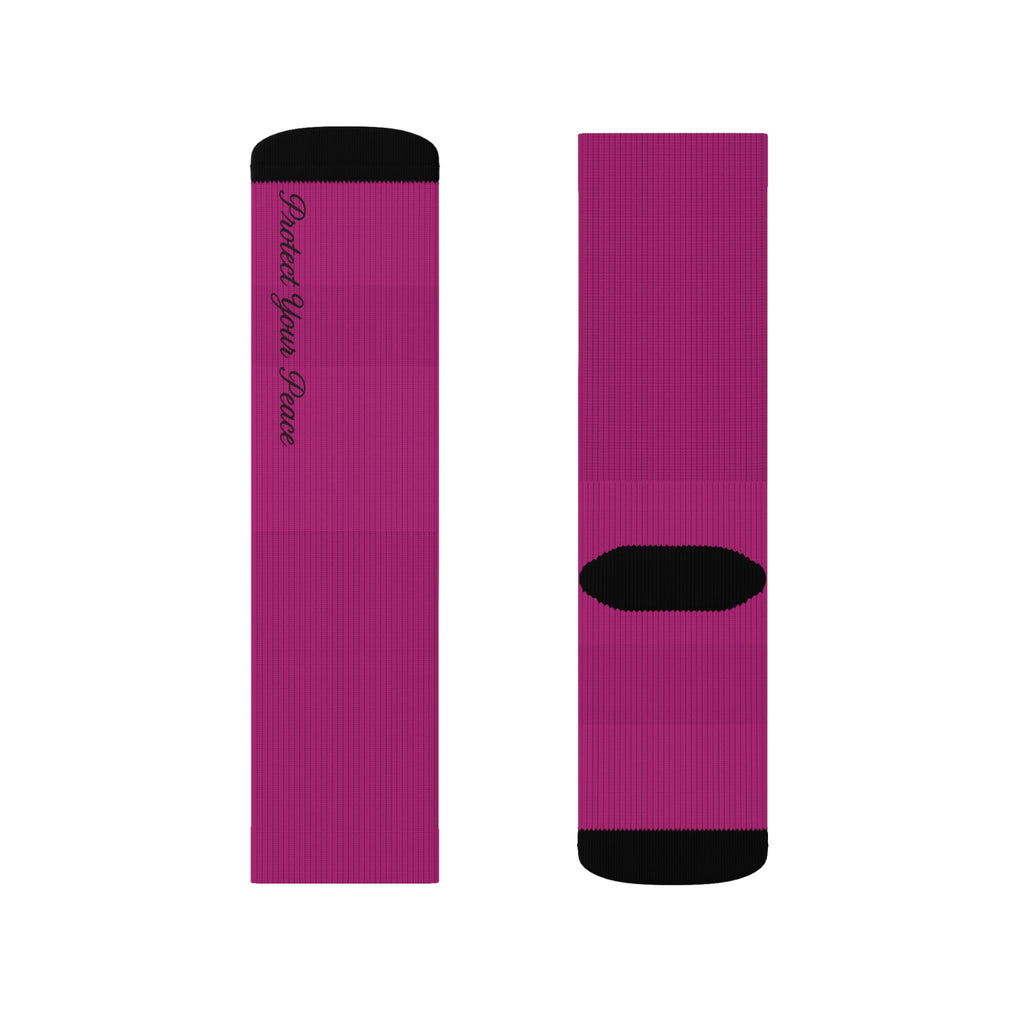 Protect Your Peace Magenta Sublimation Socks — Custom  Print Crew Socks