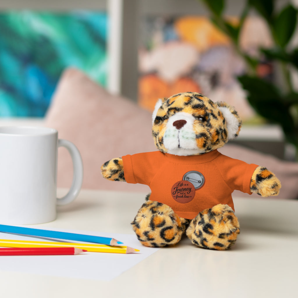 Life is a journey not a finish line. Plush Teddy Bear with Printed Tee — Cute Personalized Gift for Kids & Couples