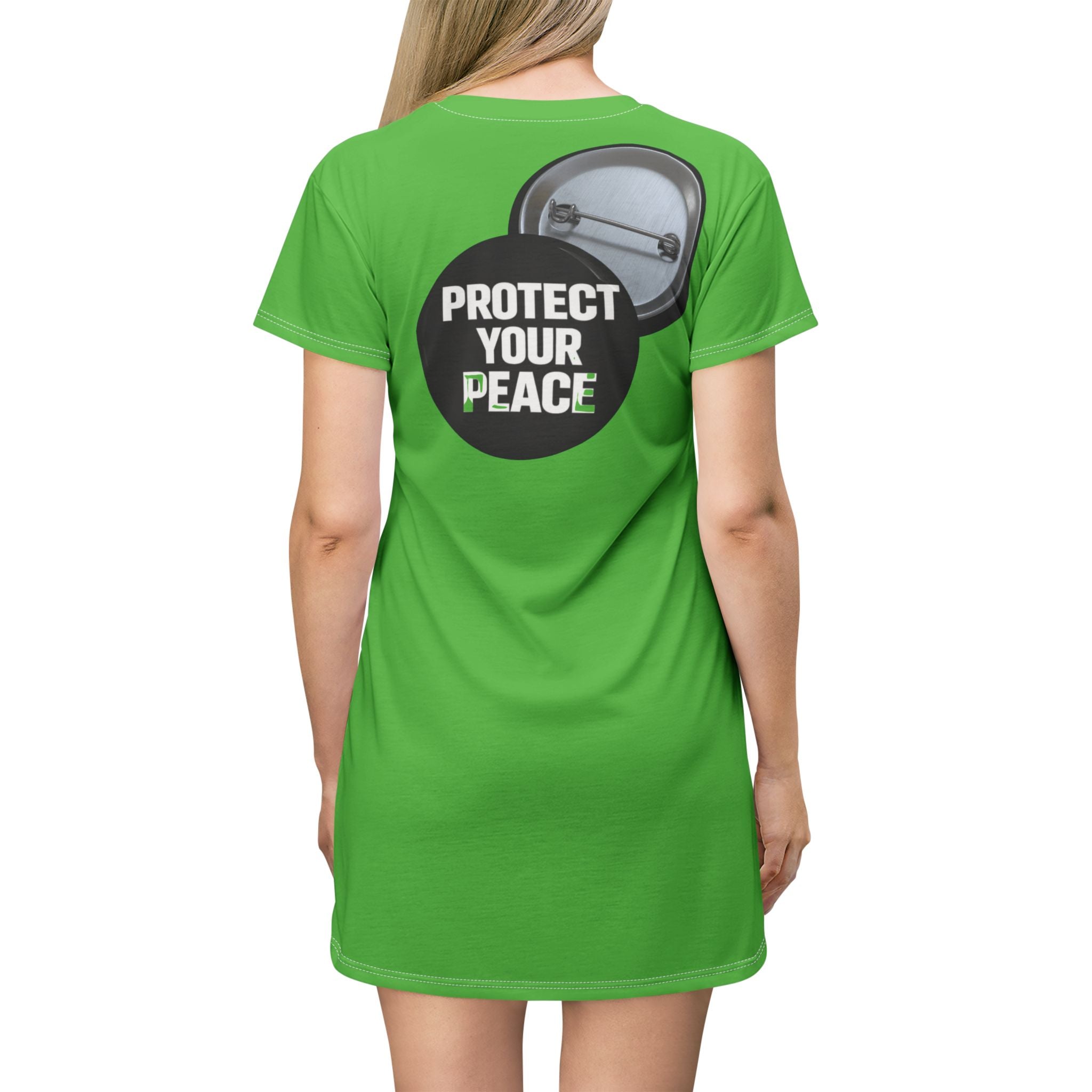 Protect Your Peace T-Shirt Dress — Relaxed AOP Graphic Tea Dress