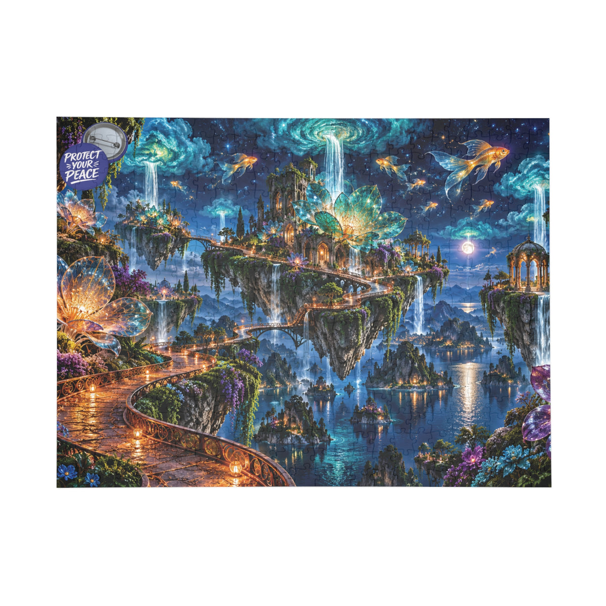 Floating Island Fantasy Puzzle — Mystical Nightscape Jigsaw (96/252/500/1000 pcs)