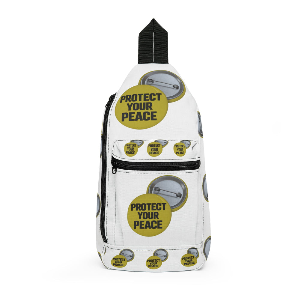 Protect Your Peace Sling Bag – Motivational Badge Print Crossbody Bag