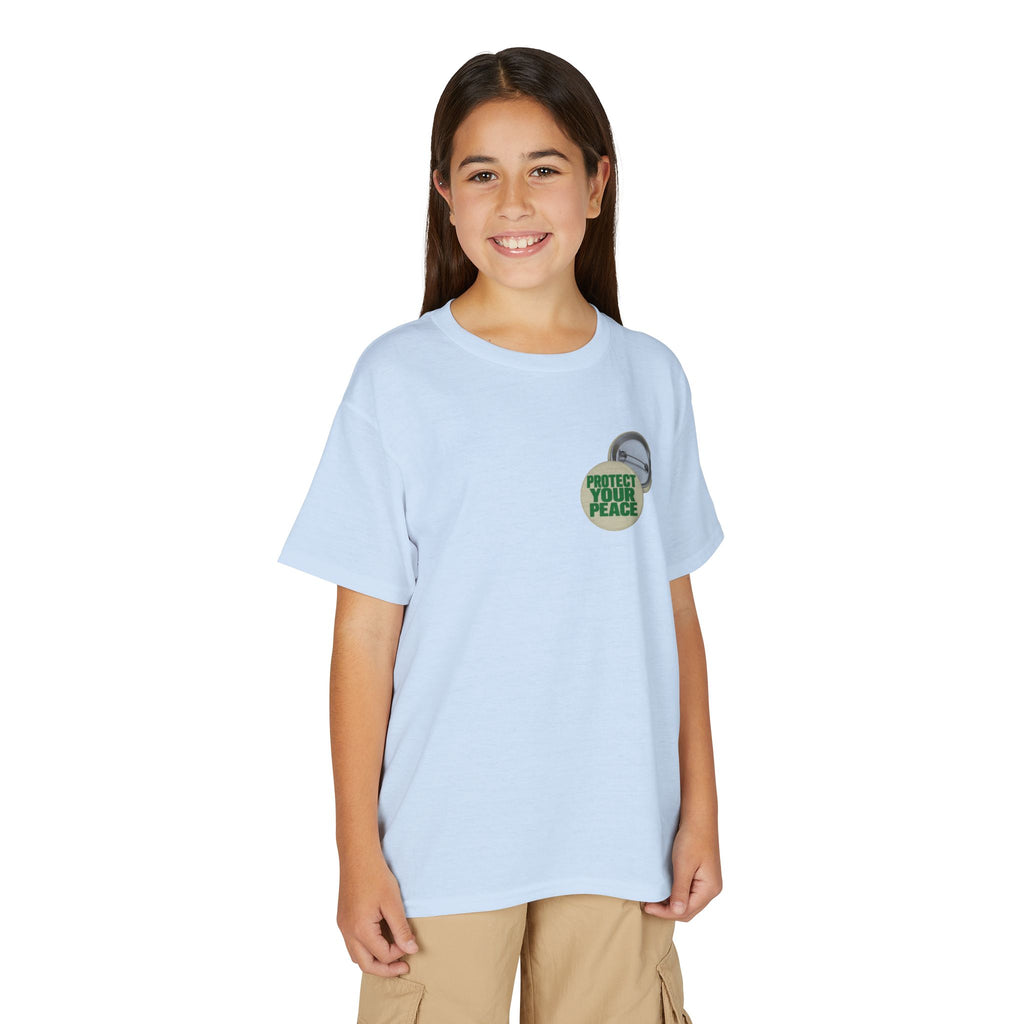 Youth T-Shirt — "Protect Your Peace" Button Graphic