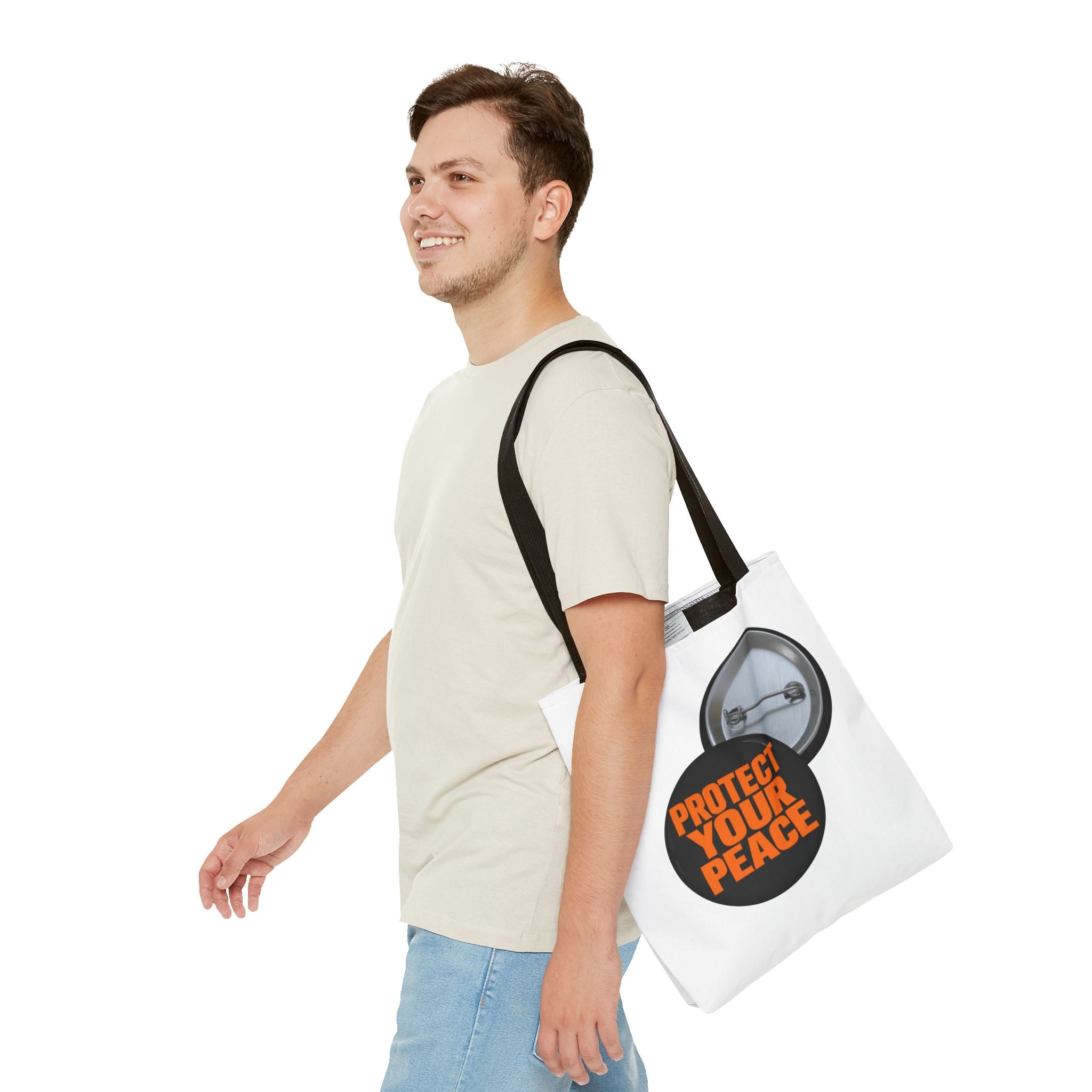 Tote Bag — Protect Your Peace Button Print Canvas Tote