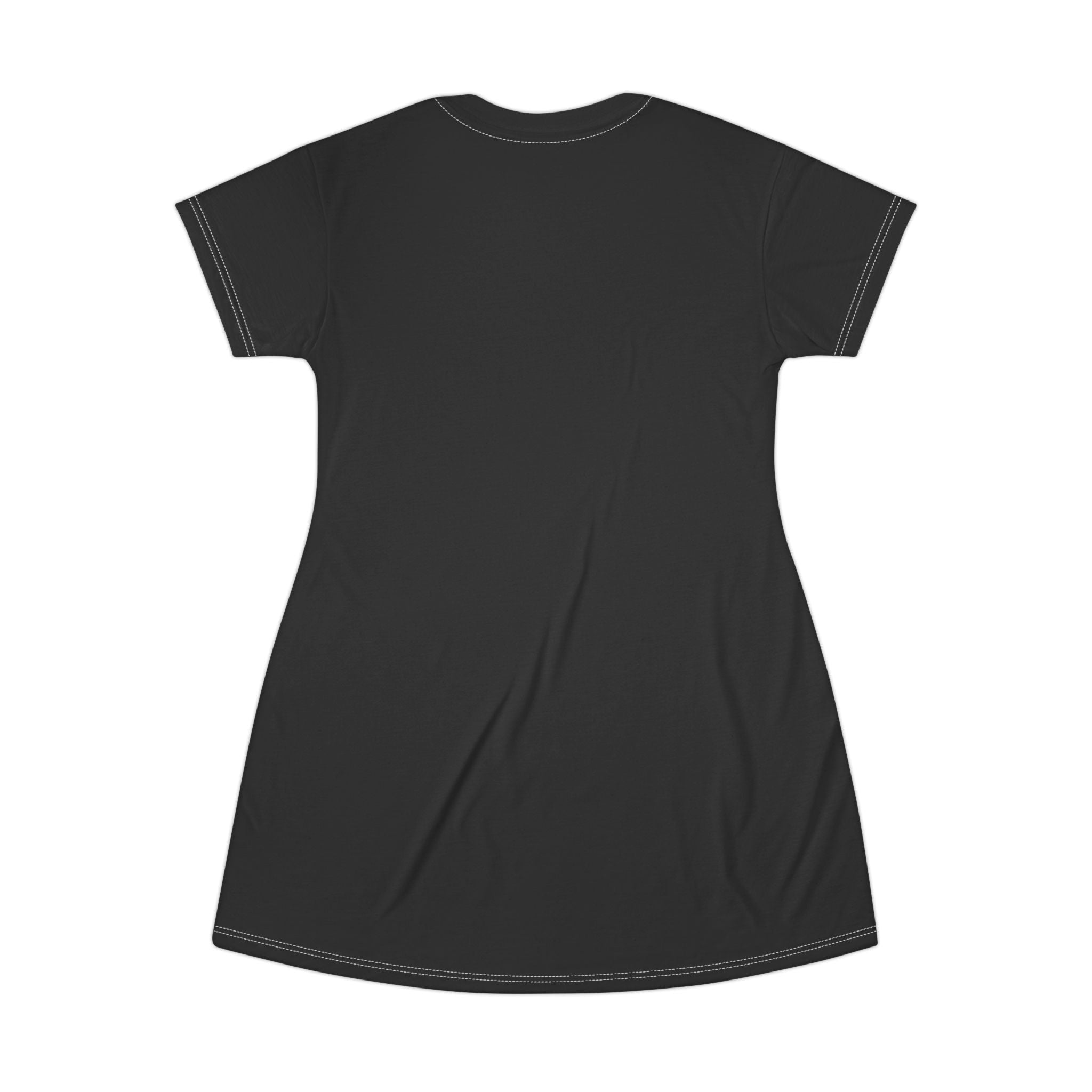 Black AOP T-Shirt Dress — Minimal Subtle Blue Accent