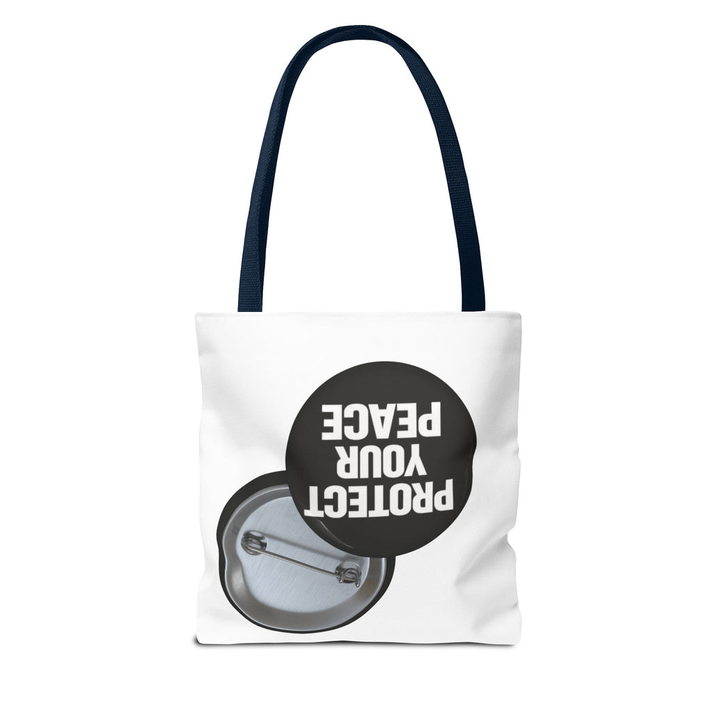 Tote — "Protect Your Peace" Button Design Cotton Tote Bag