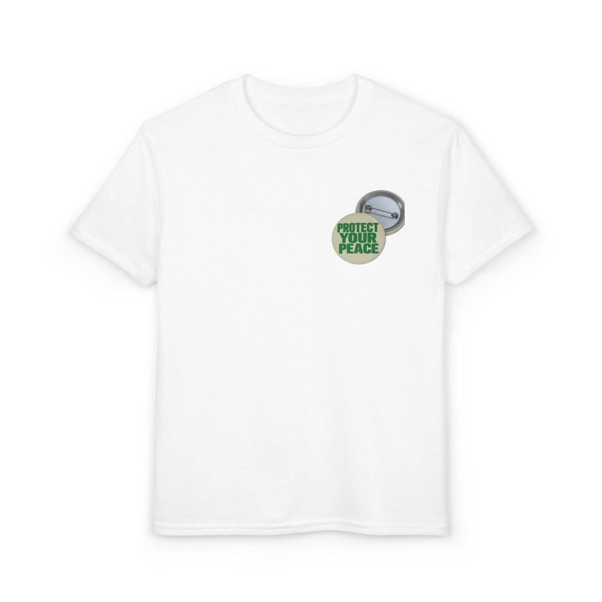 Youth T-Shirt — "Protect Your Peace" Button Graphic