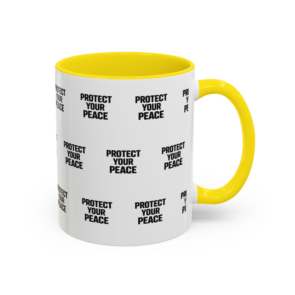 Protect Your Peace Accent Coffee Mug — Repeating Text 11/15oz