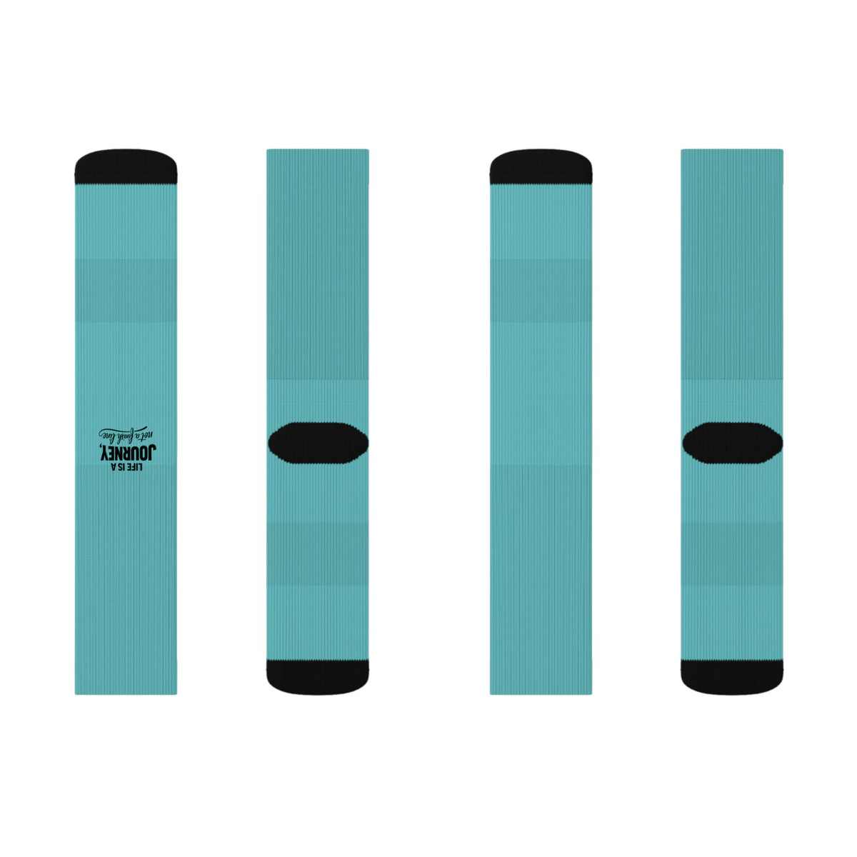 Teal Sublimation Crew Socks – Custom Full-Color Printed Athletic Socks Life is a Journey not a finish line.