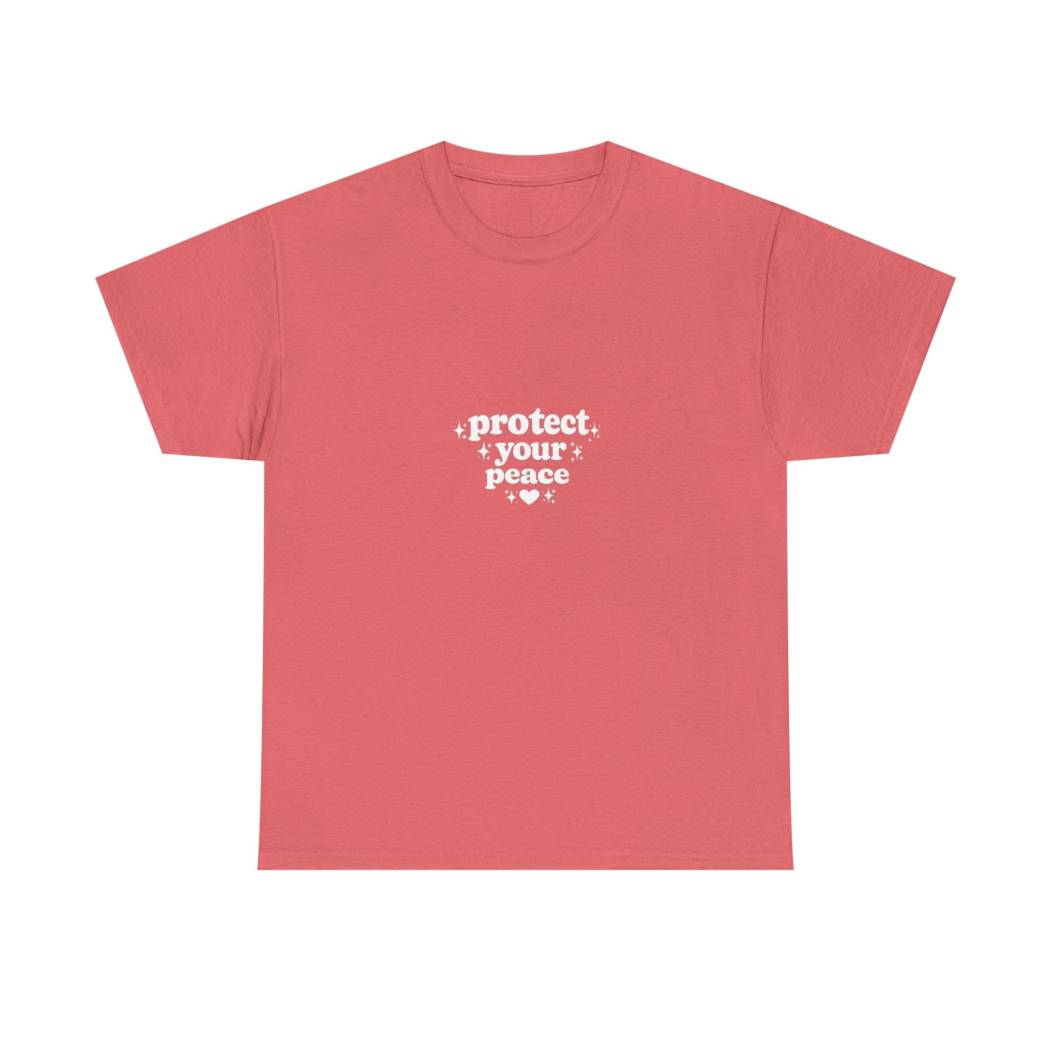 Minimalist White T‑Shirt — Subtle Embossed 'Unisex Heavy Cotton Tee' Design