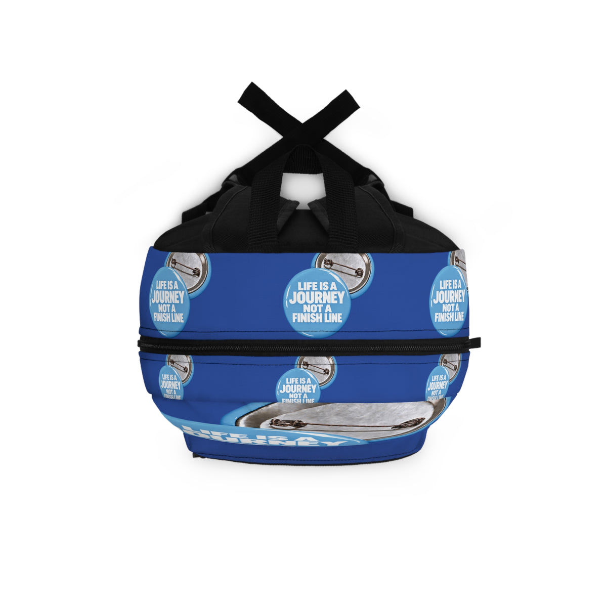 Backpack — "Life Is a Journey Not a Finish Line" Inspirational Blue Travel Backpack