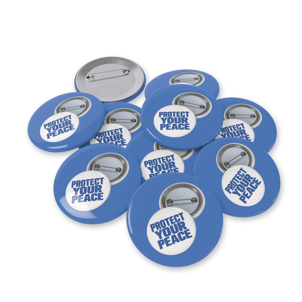 Protect Your Peace Round Pin – Blue Statement Button