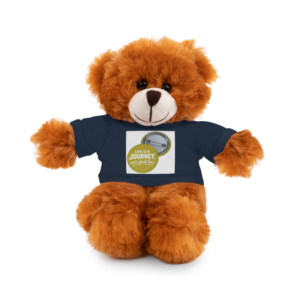 Cute Brown Teddy Bear with 'Life Is a Journey not a finish line.' Tee — Plush Gift for Kids & Travelers