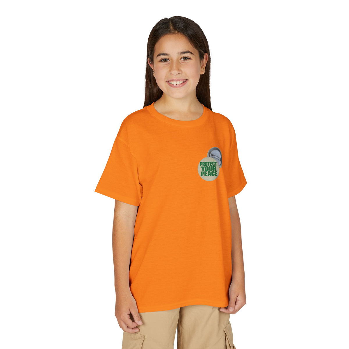 Youth T-Shirt — "Protect Your Peace" Button Graphic