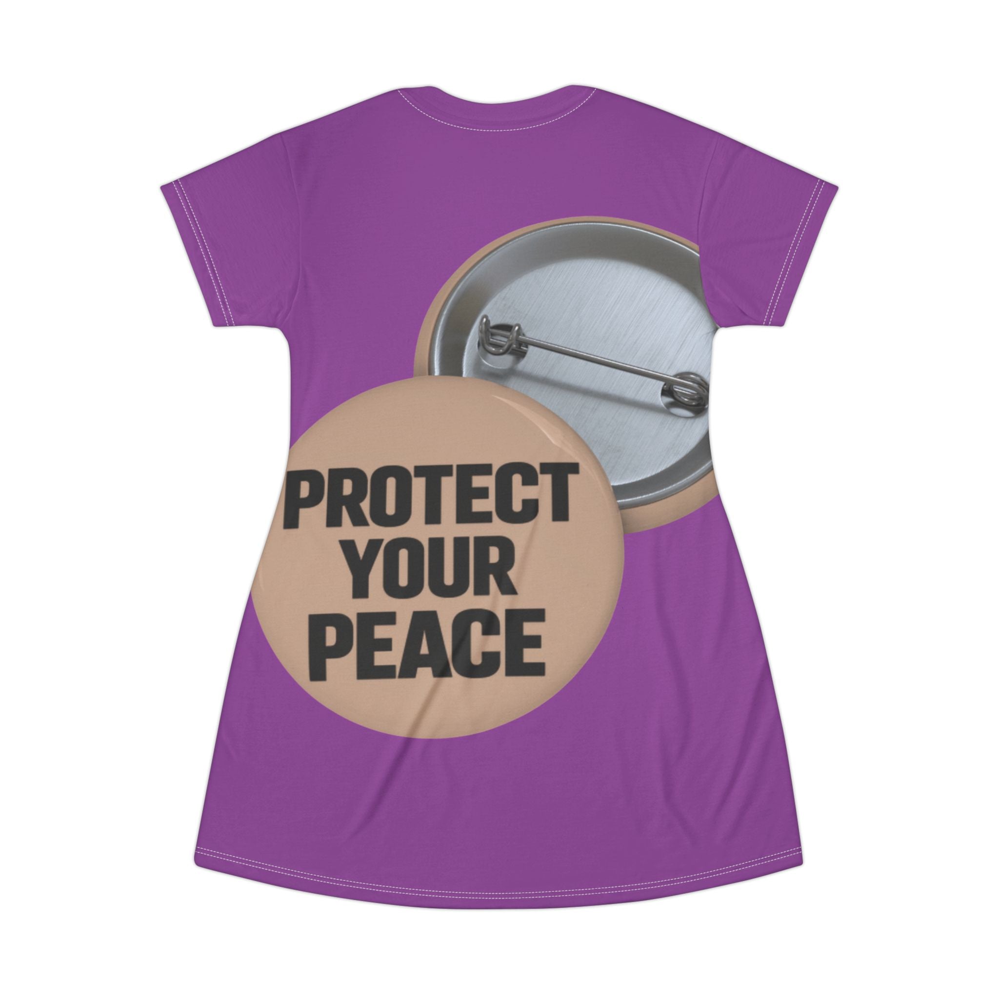 Protect Your Peace T-Shirt Dress – Graphic Button Design