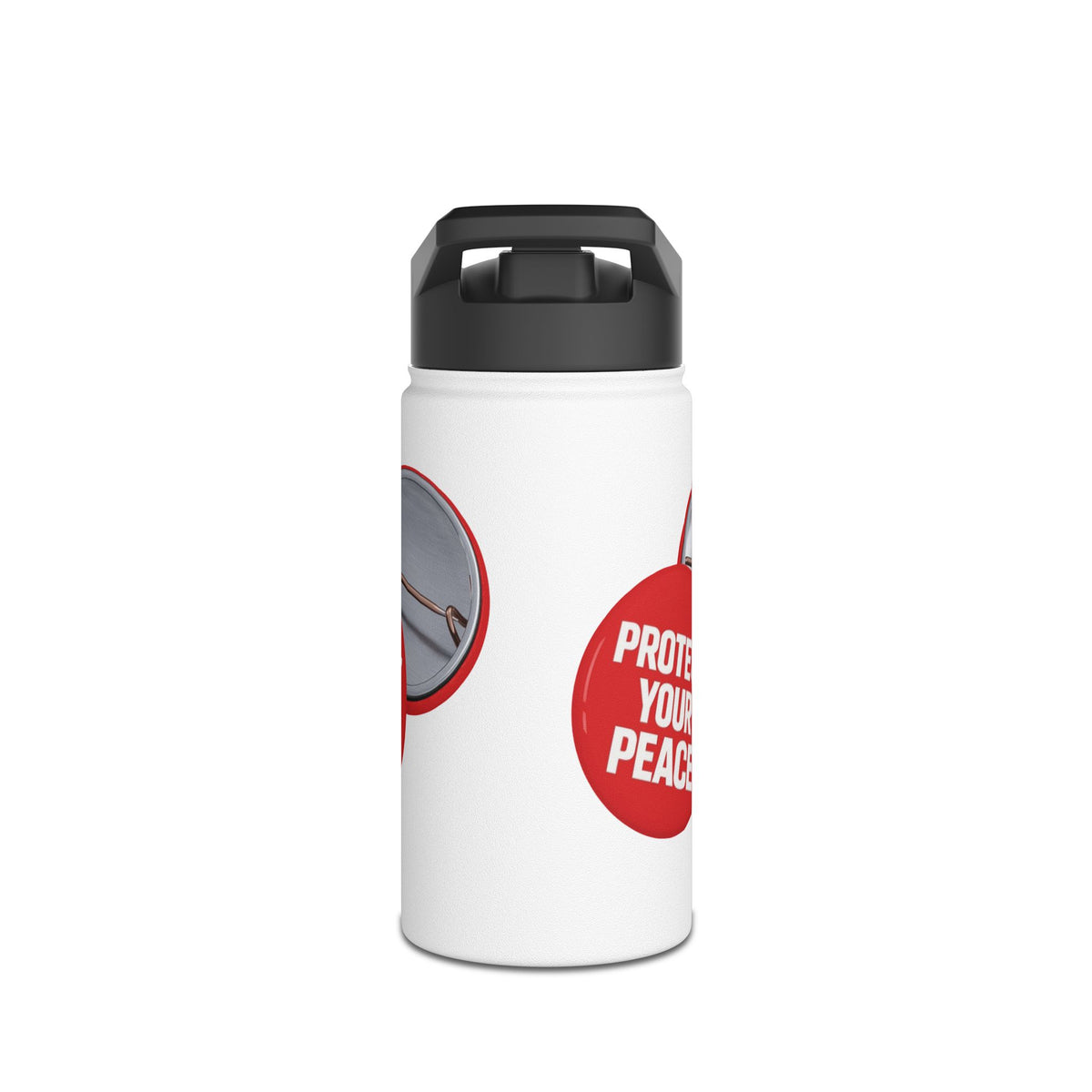 Stainless Water Bottle – “Protect Your Peace” Red graphic Design