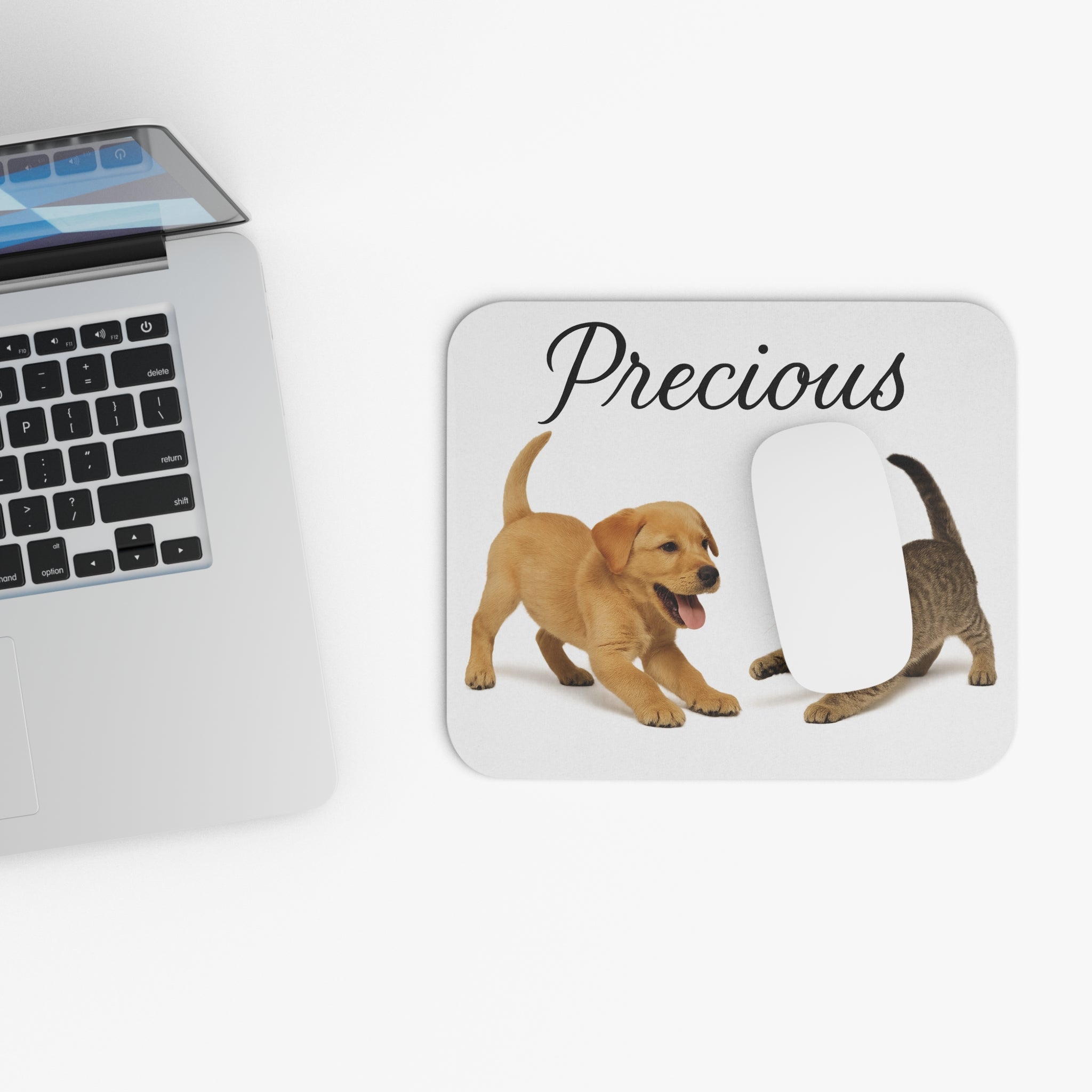 Precious Pets Rectangle Mouse Pad — Cute Puppy & Kitten Desk Mat