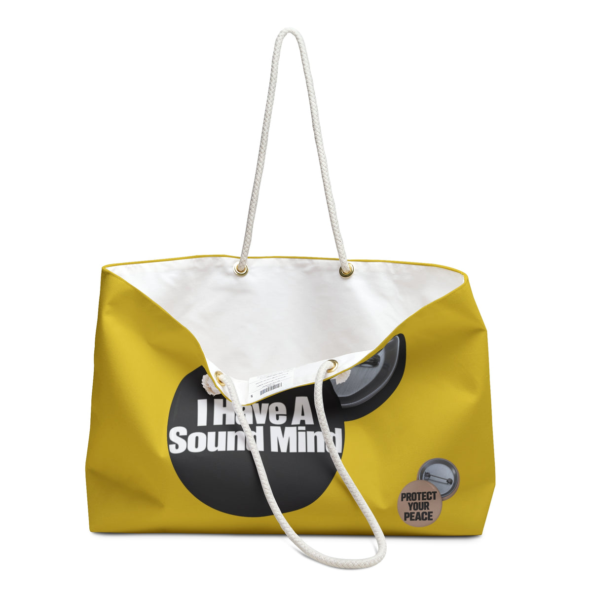 I Have A Sound Mind graphic design Yellow Weekender Bag