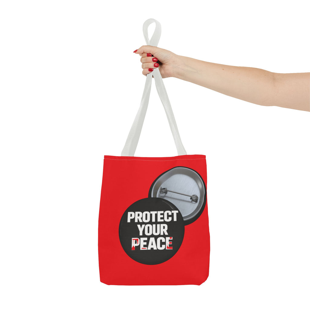 Tote Bag — "Protect Your Peace" Button Design All-Over Print Tote