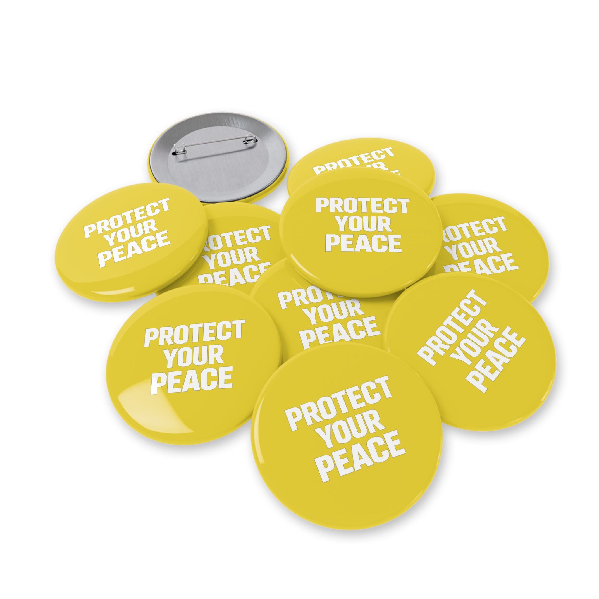 Protect Your Peace Round Pin – Yellow Positive Message Button Badge