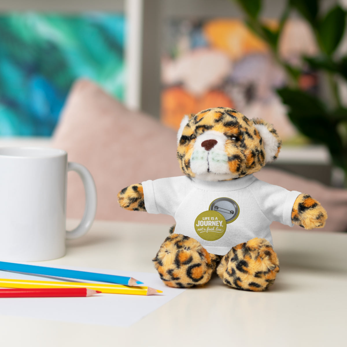 Cute Brown Teddy Bear with 'Life Is a Journey not a finish line.' Tee — Plush Gift for Kids & Travelers