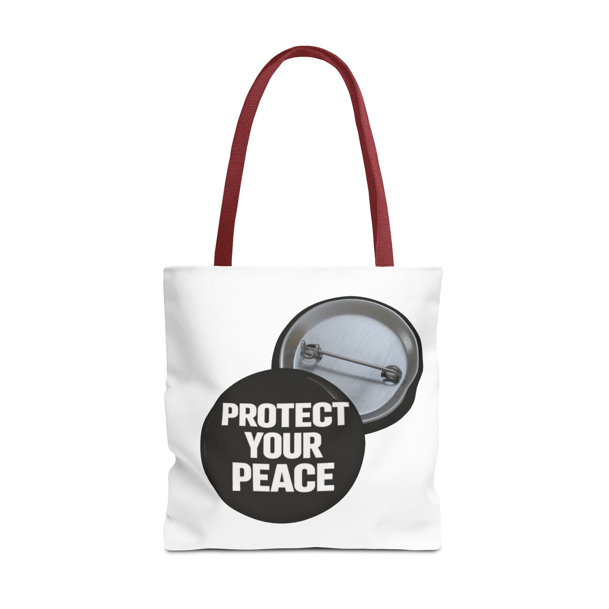Tote — "Protect Your Peace" Button Design Cotton Tote Bag
