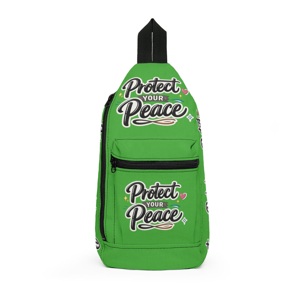 Protect Your Peace Sling Bag — Green Motivational Crossbody Pack