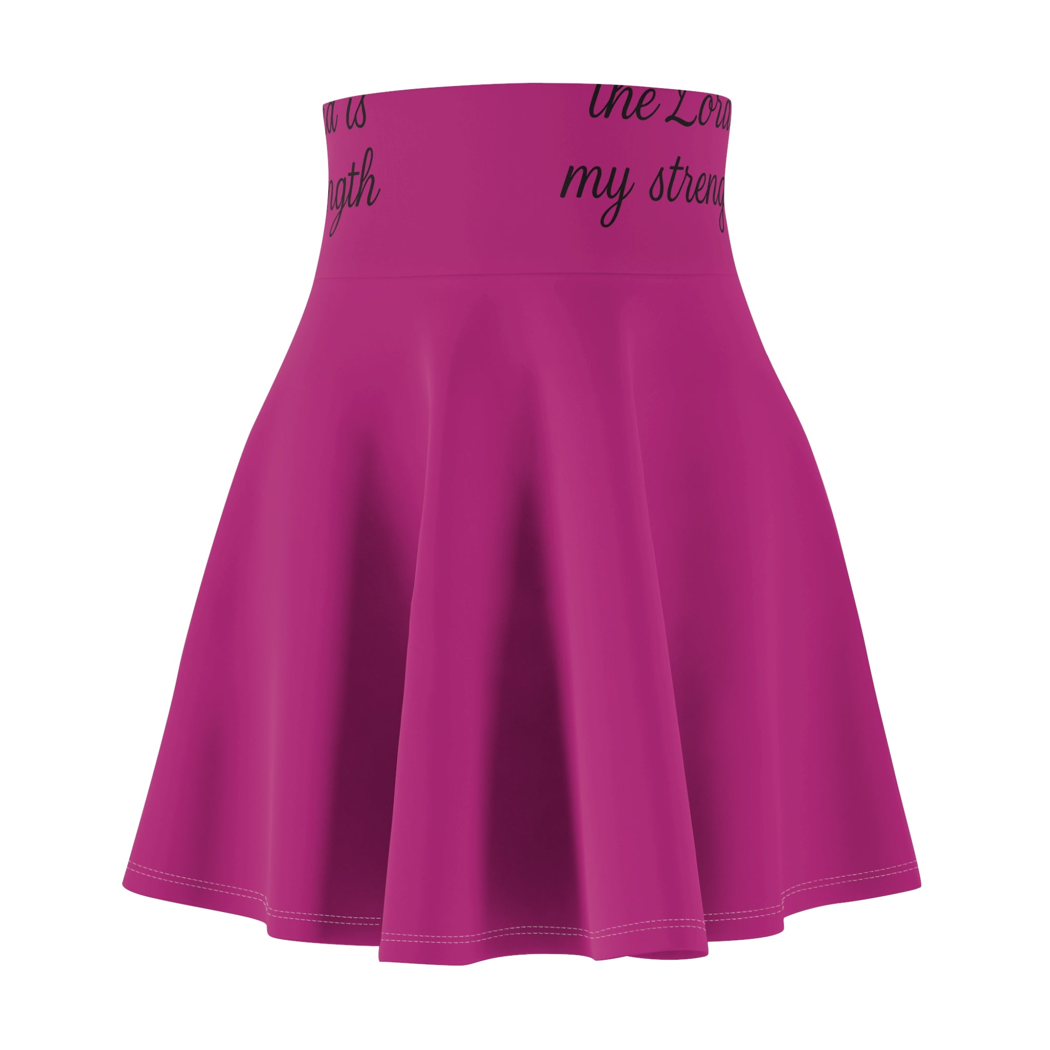 Magenta Skater Skirt with "The Lord is my strength" Waistband — Faith-Inspired Flared Skirt Protect your peace.