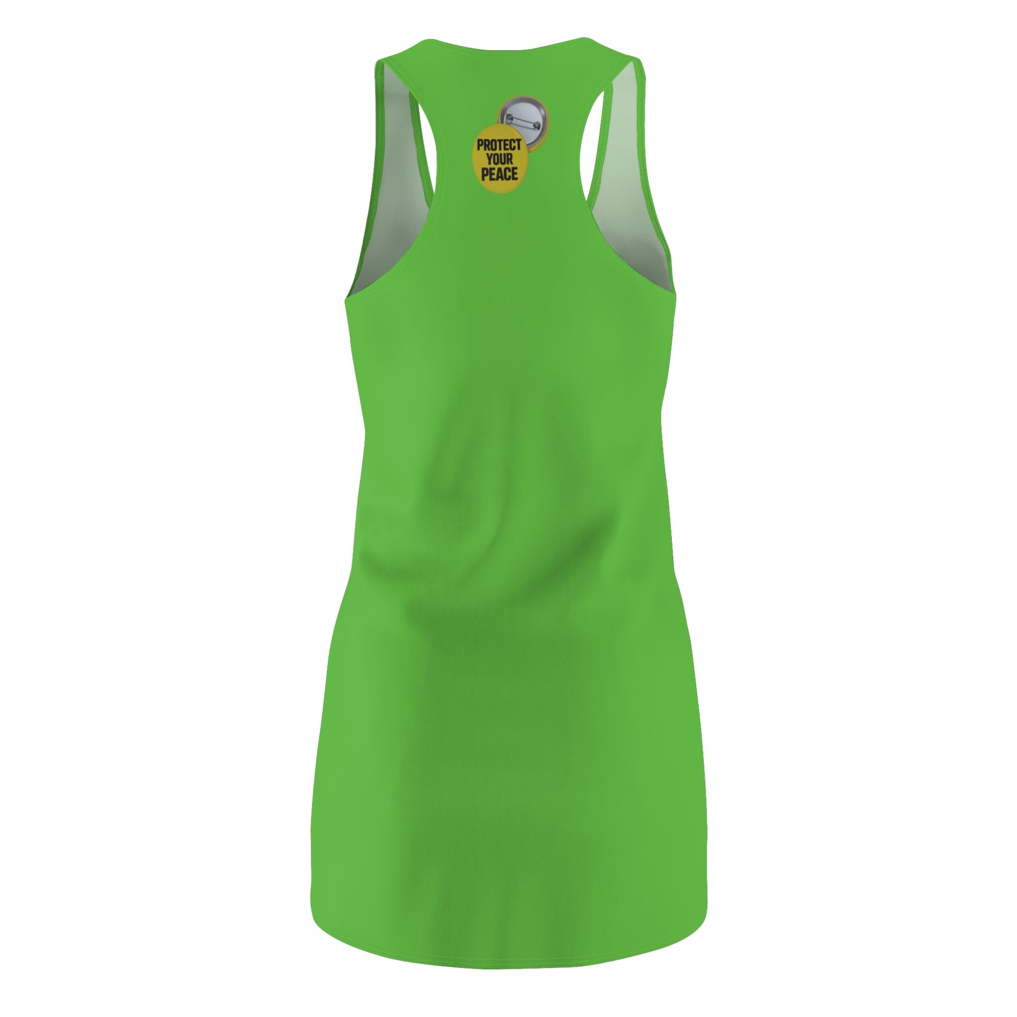 Racerback Dress — 'Protect Your Peace' Green AOP Women's Summer Dress