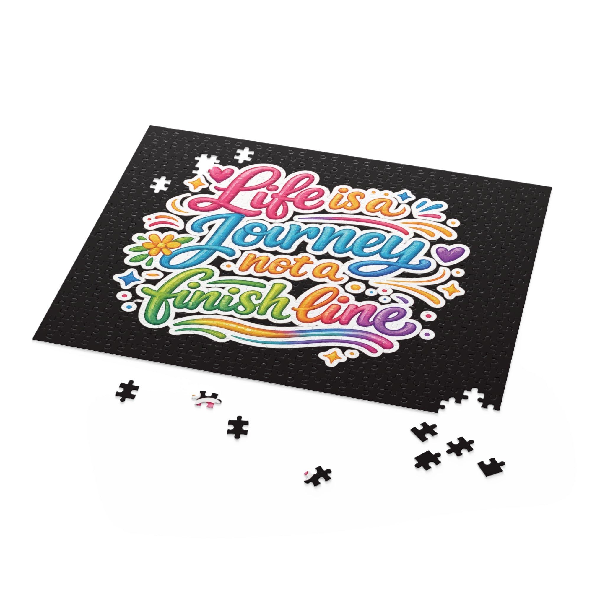 Inspirational Puzzle — "Life Is a Journey, Not a Finish Line" Colorful Motivational Jigsaw