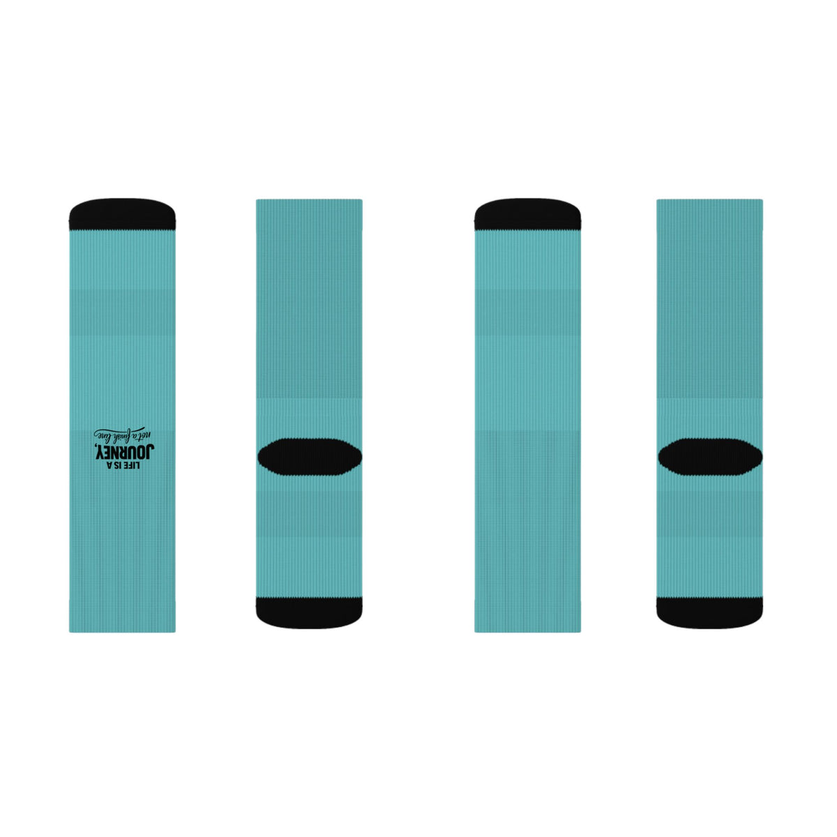 Teal Sublimation Crew Socks – Custom Full-Color Printed Athletic Socks Life is a Journey not a finish line.