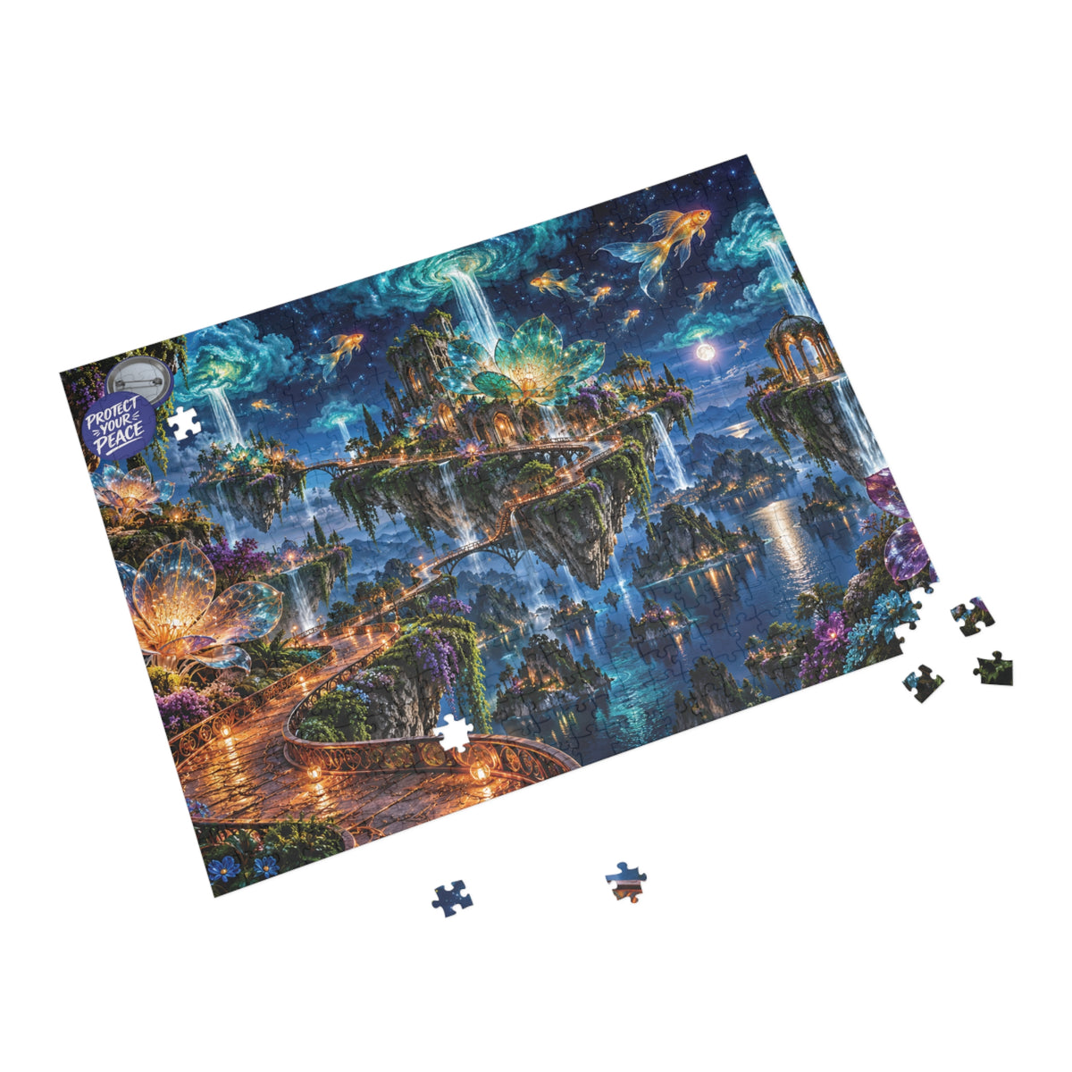 Floating Island Fantasy Puzzle — Mystical Nightscape Jigsaw (96/252/500/1000 pcs)