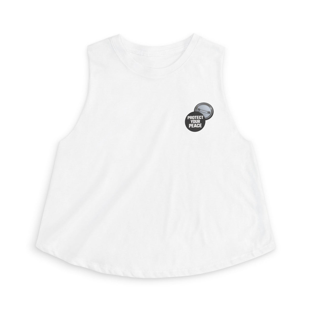 Women's Crop Top — 'Protect Your Peace' Minimal Pocket Graphic Tank