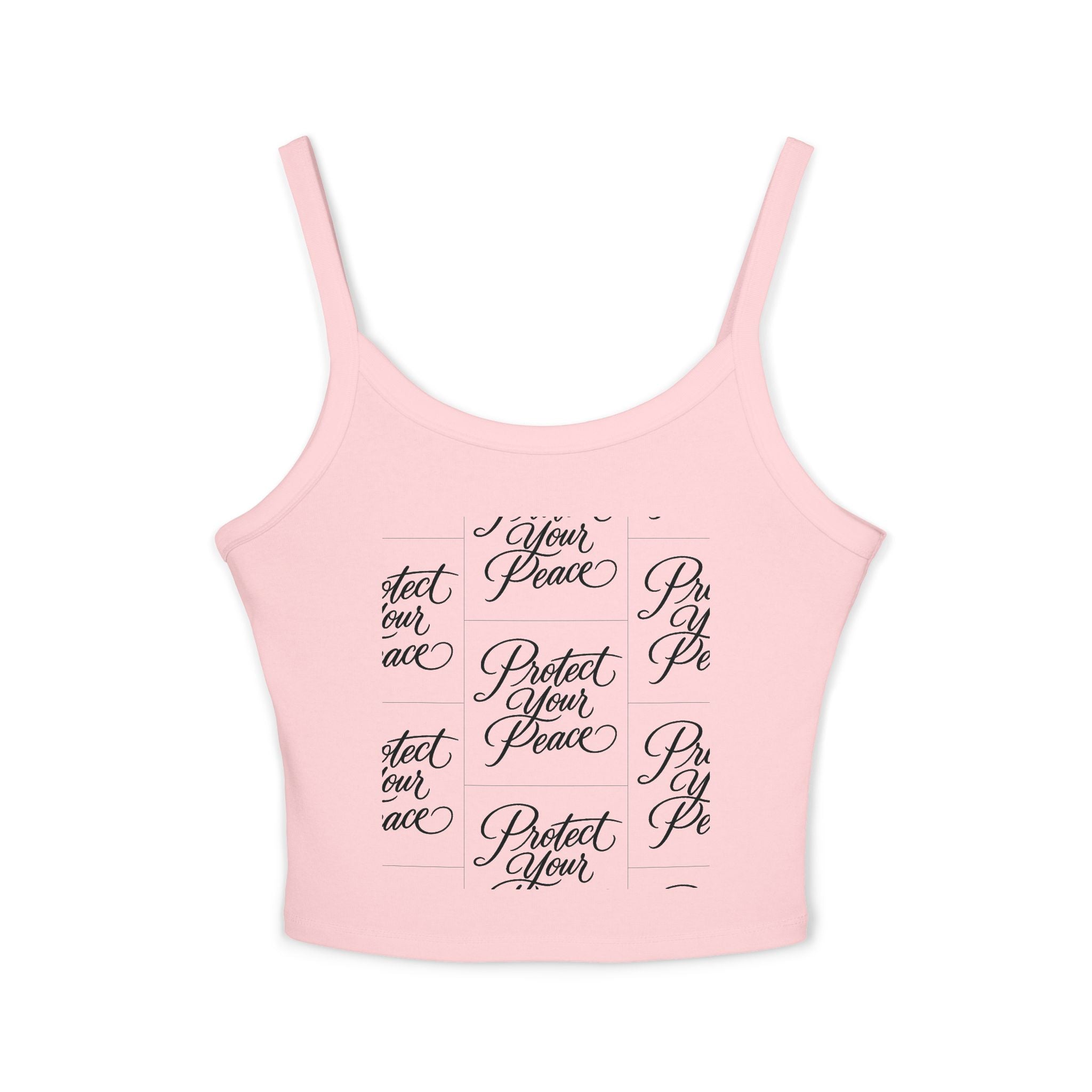 Crop Tank Top2 — "Protect Your Peace" Script Grid Graphic