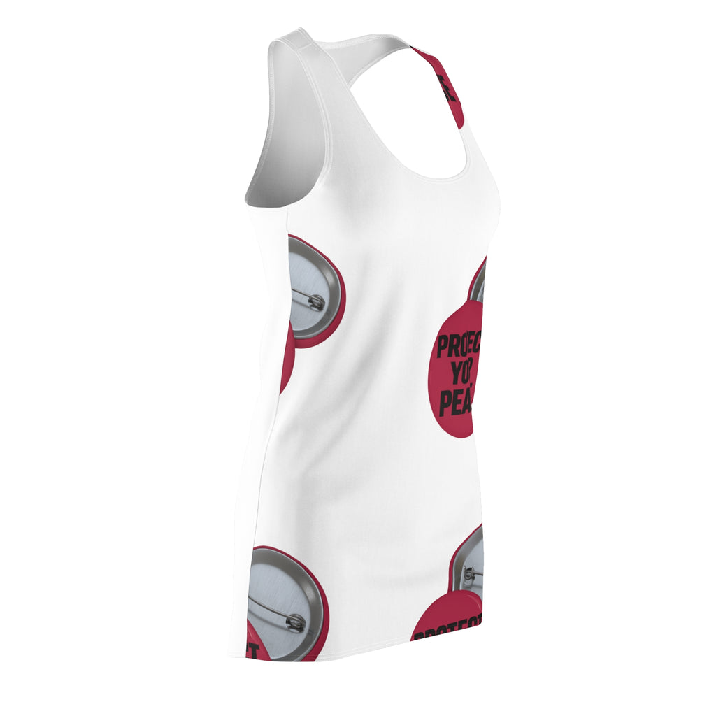 Racerback Dress — "Protect Your Peace" Button Print