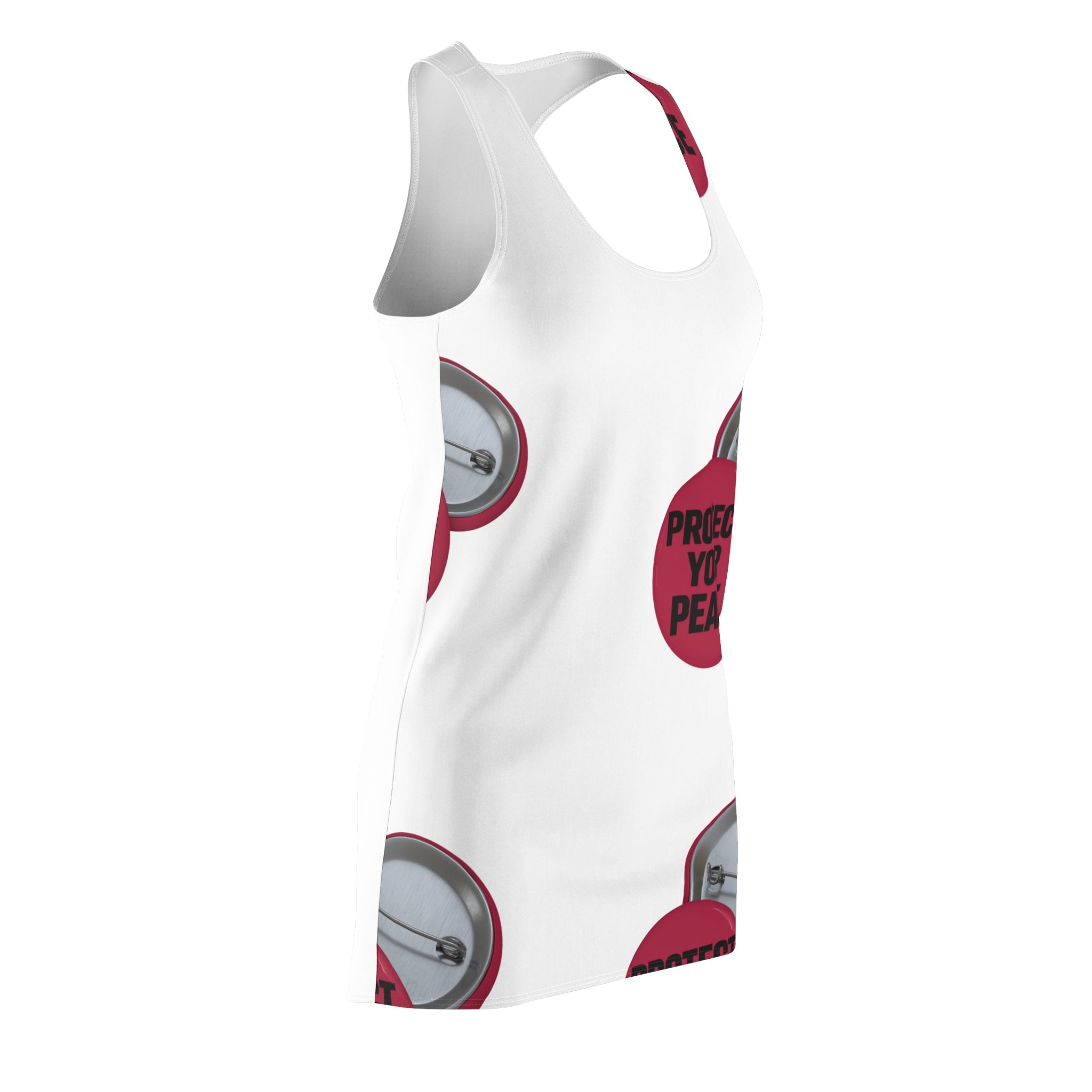 Racerback Dress — "Protect Your Peace" Button Print