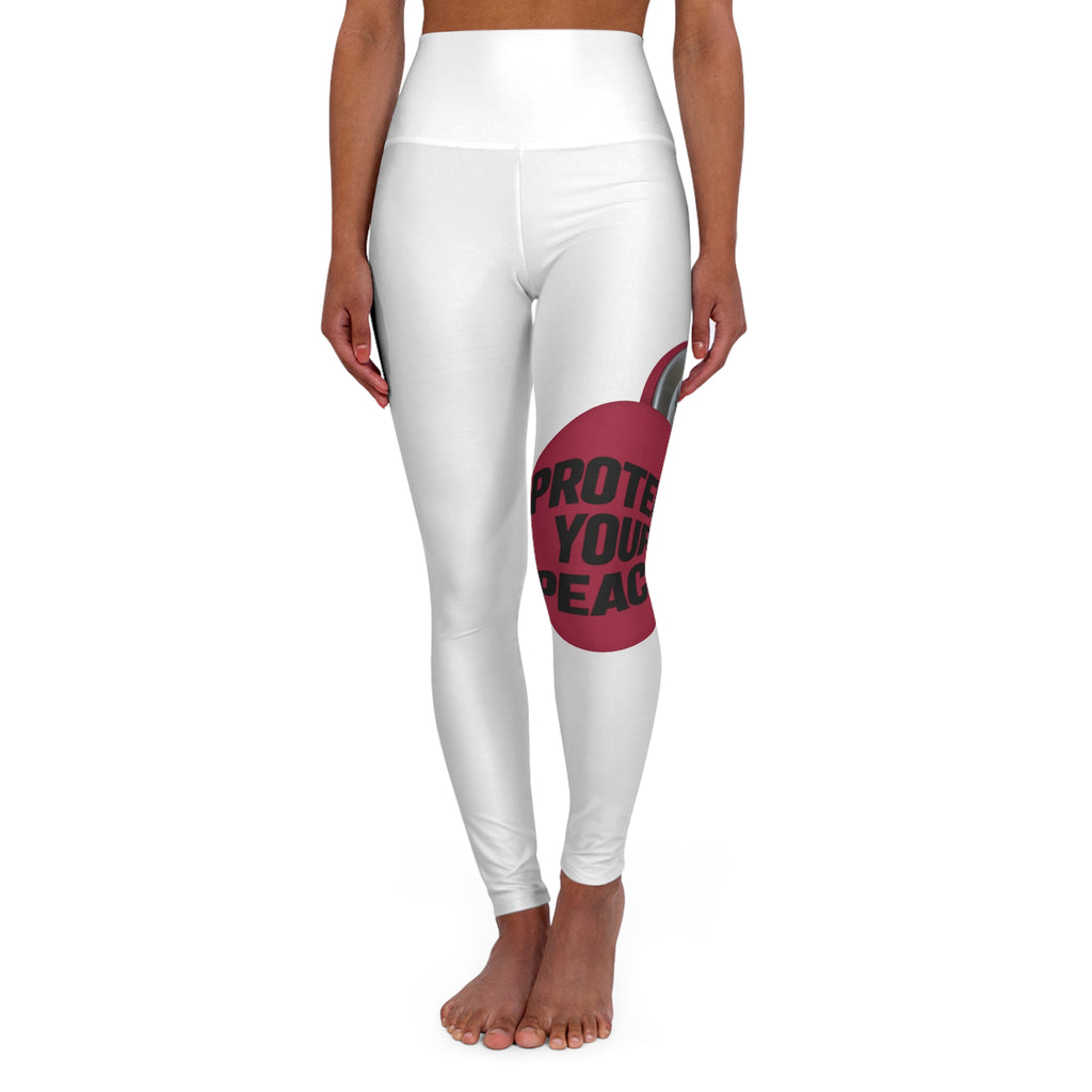High-Waisted Yoga Leggings — 'Protect Your Peace' circular Graphic