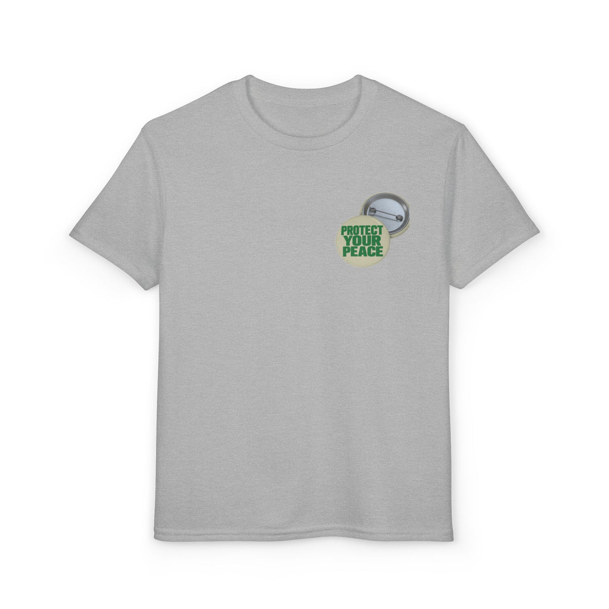 Youth T-Shirt — "Protect Your Peace" Button Graphic